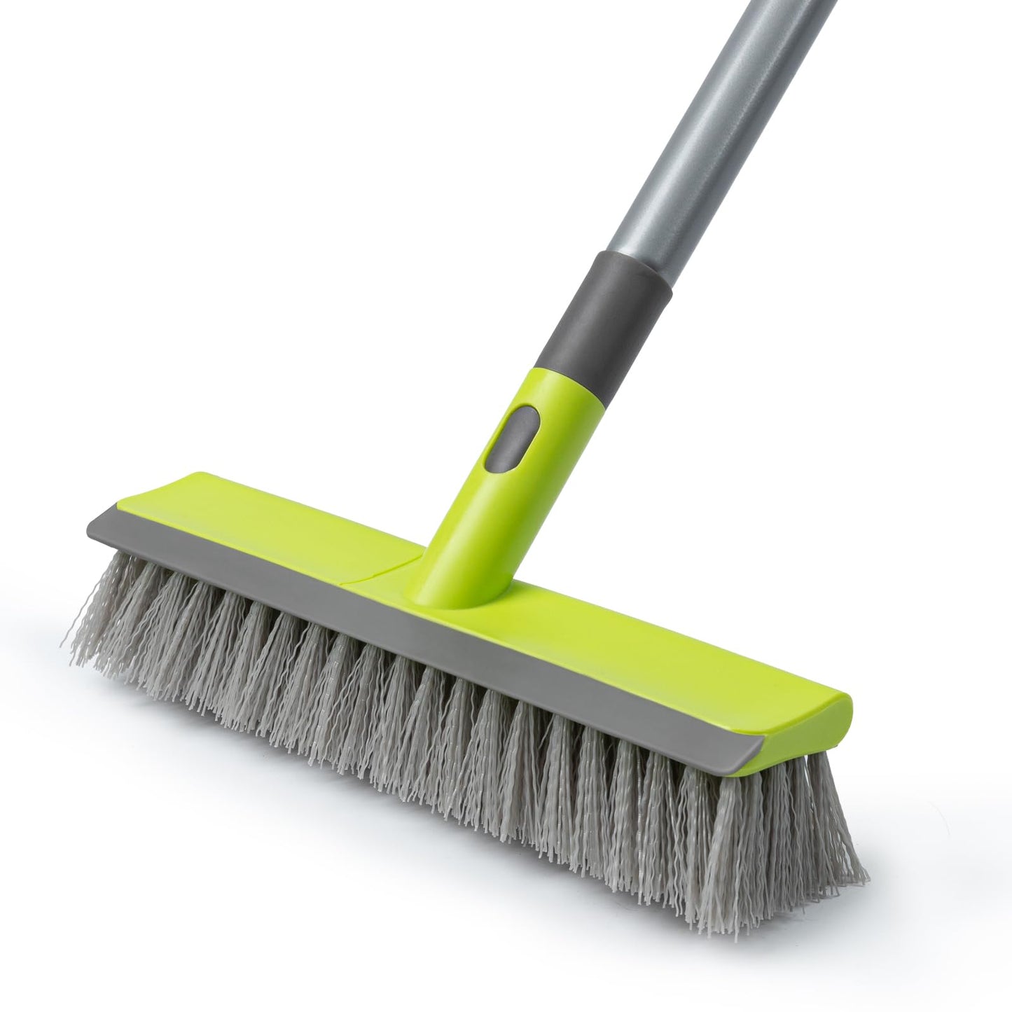 Floor Scrub Brush 2 in 1 Scrape and Stiff Bristle Deck Brush for Cleaning Concrete, Patio, Garage, Kitchen, Carpet and Bathroom 57" Long Handle