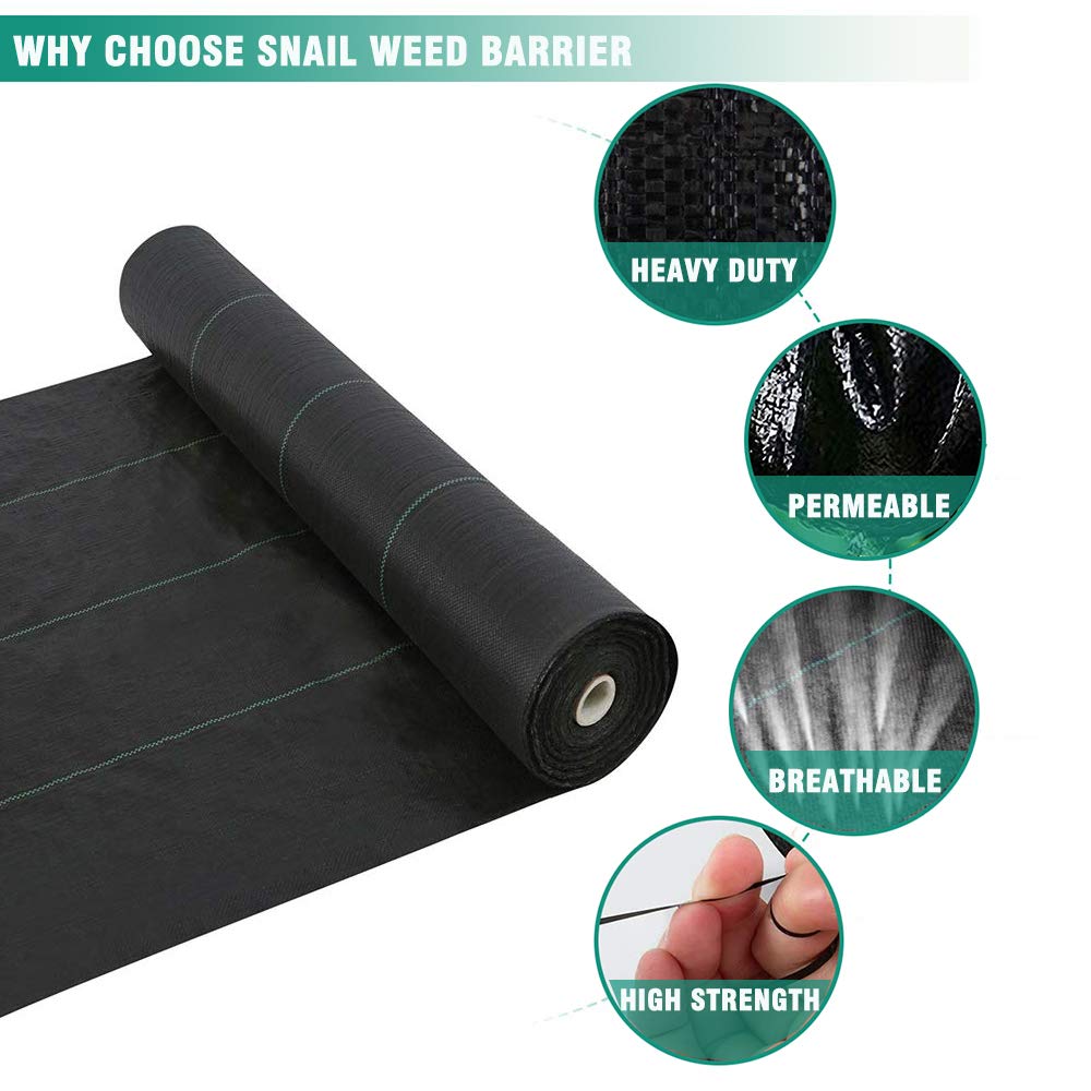 Snail Weed Barrier Landscape Fabric Premium 5oz Pro Heavy Duty Ground Cover Anti-Weed Gardening Mat High Permeability Easy Setup Commercial Outdoor Weed Mat, 4ft x 100ft