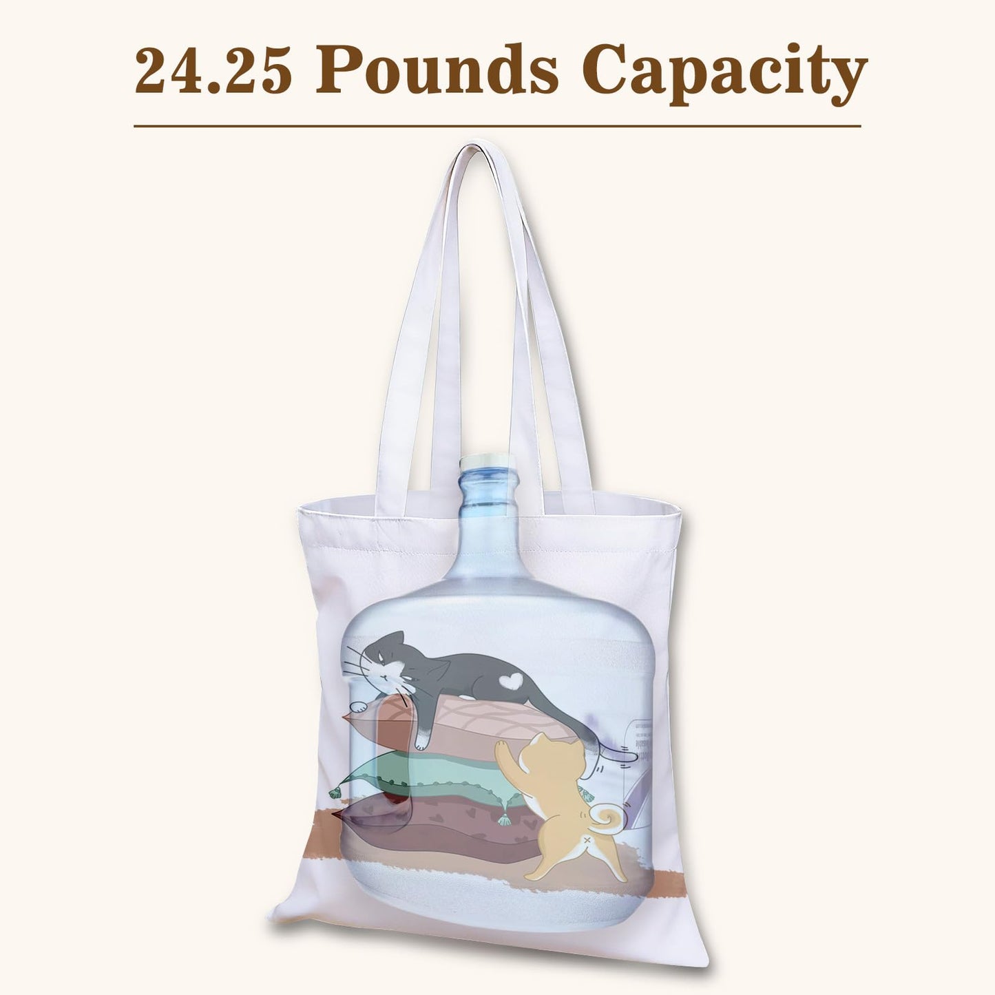 GICDSU Black Cat Cotton Canvas Tote Bag with Zipper, Reusable Grocery Bags, Beach Foldable Tote Bag for Women, Funny Totebag with Inner Pocket for Shopping Travel Gym Work