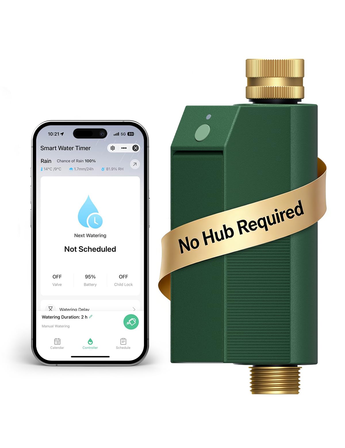 MOES WiFi Water Timer for Garden Hose, No Hub Required, Sprinkler Controller Built-in Flow Meter, Brass Inlet & Outlet, Smart Hose Timer, App & Voice Control, 10 Schedules, Up to 2-Year Battery Life