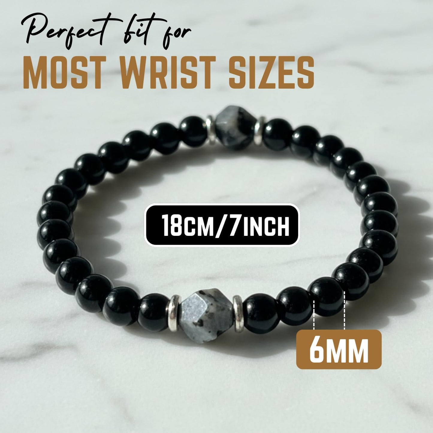 AKDNZ Obsidian & Black Tourmaline Bracelet for Women & Men - 6mm Manifestation & Protection Healing Crystal Bracelets, Handmade Spiritual Gemstones for Mother’s, Father’s Day, Christmas & Anniversary
