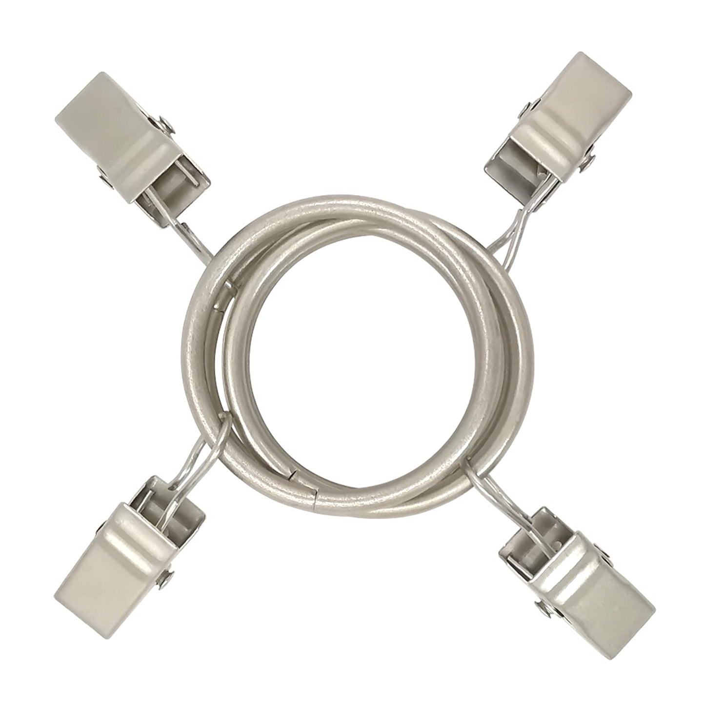 AMZSEVEN 40 Pack Curtain Rings with Clips, Drapery Clips with Rings, Drapes Rings 1.26 in Interior Diameter, Fits up to 1 in Curtain Rod, Matte Silver