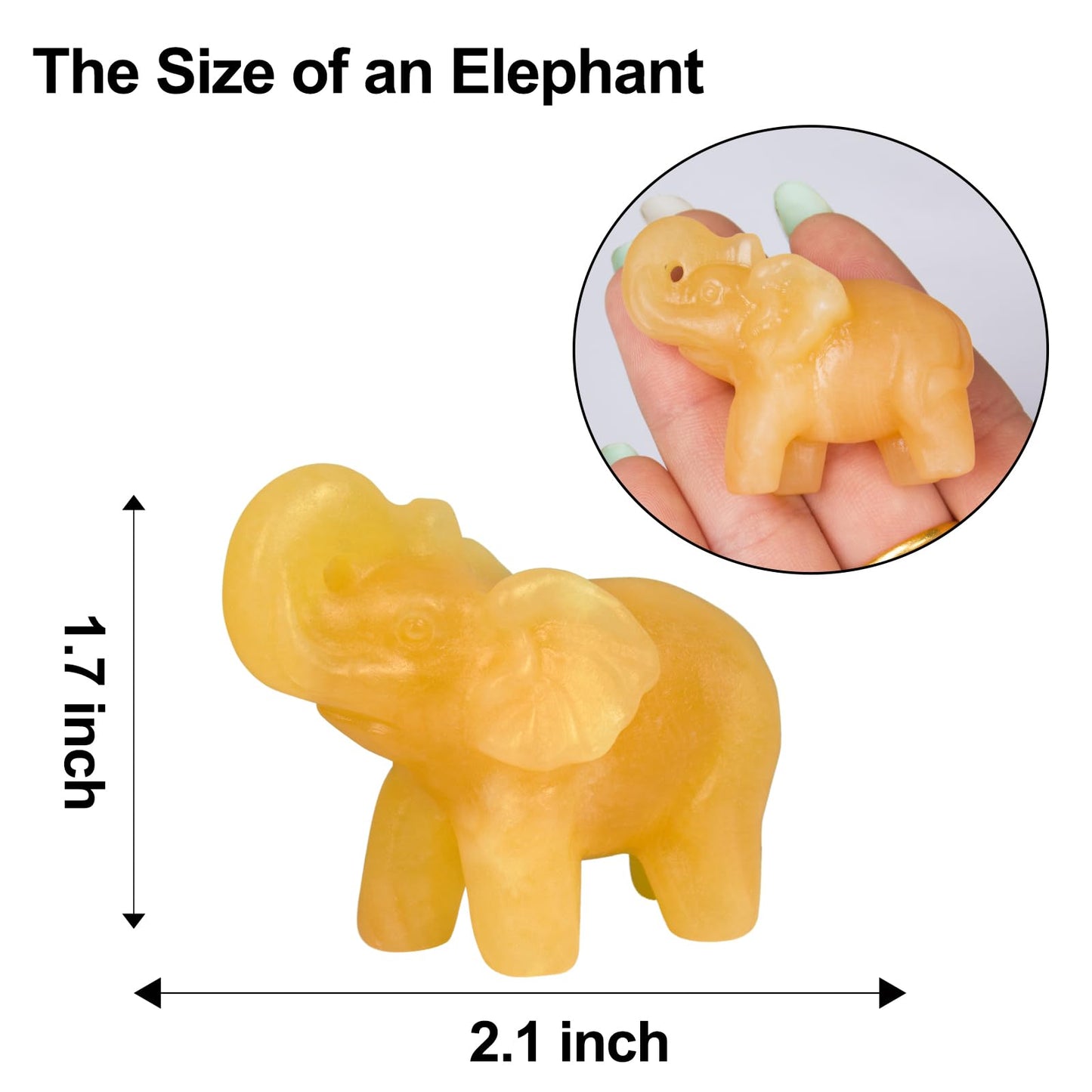 Hguxmcu 2 Inch Yellow Jade Crystal Elephant Sculpture Handcrafted Healing Stone Animal Figurine Spiritual Home Decor Lucky Charm Gift for Wealth Success Positive Energy and Meditation Lovers