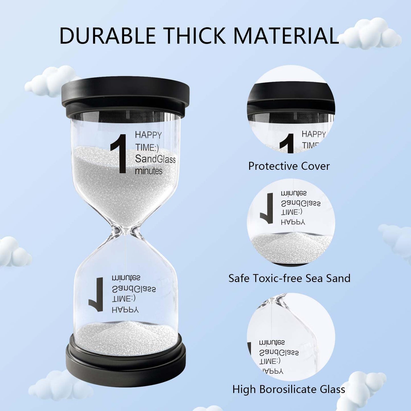 25 Minute Sand Timer, Plastic Sand Clock for Kids, Acrylic SandWatch Hourglass, Small Sandglass 25 Min for Classroom,Game,Decorative (White)