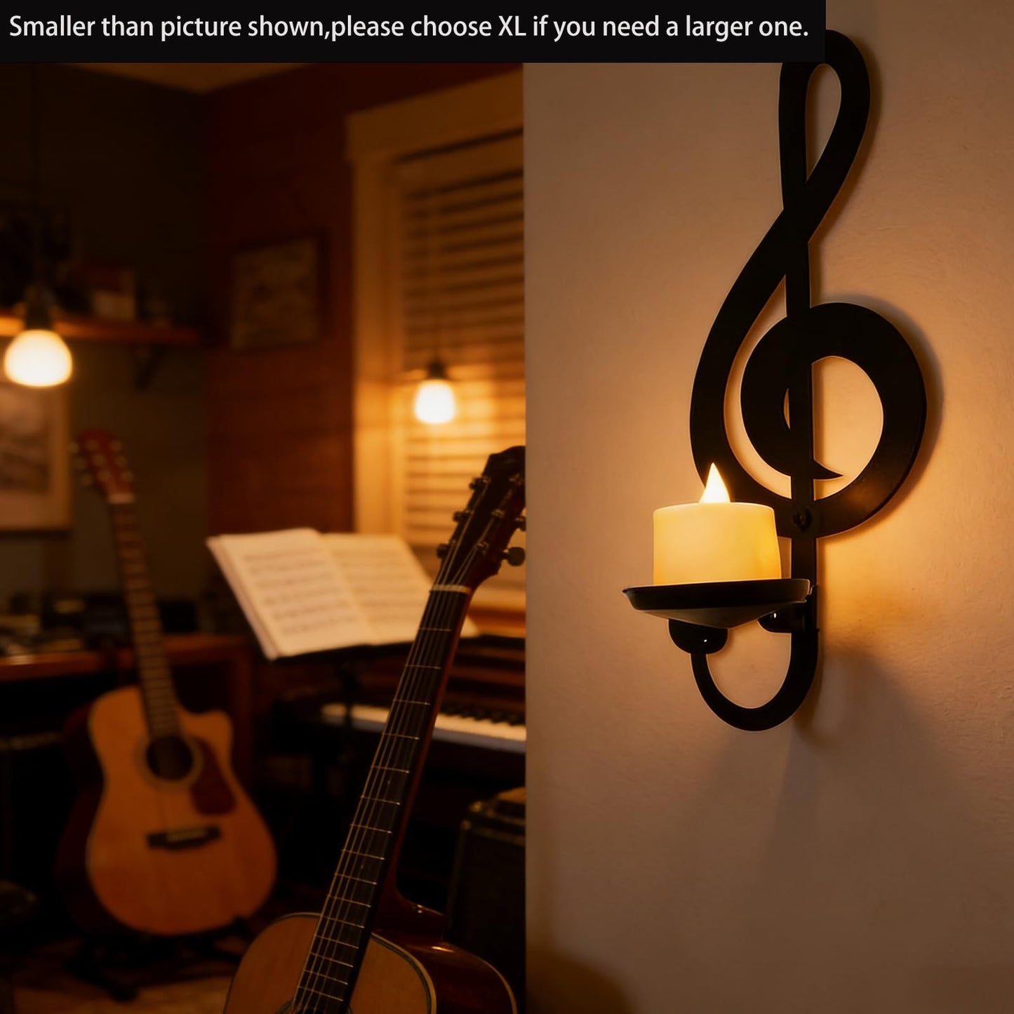 Candle Sconces Wall Musical Note Sconces Decor Wall Mounted Metal Candle Holders with Foldable Tray ZAYHENYOO for Music Lovers, Music Room, Christmas As A Gift(1, L-A)