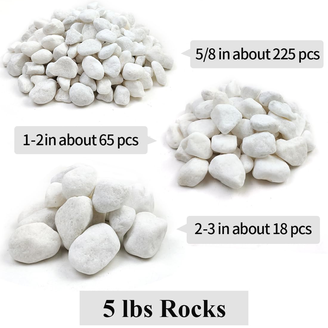 YISZM 5lb White Pebbles for Indoor Plants, 1-2 Inch Natural River Rocks, Snow White Decorative Stones, Ideal for Fish Tank, Vases, Crafting, Home Decor and Garden Landscaping Rocks