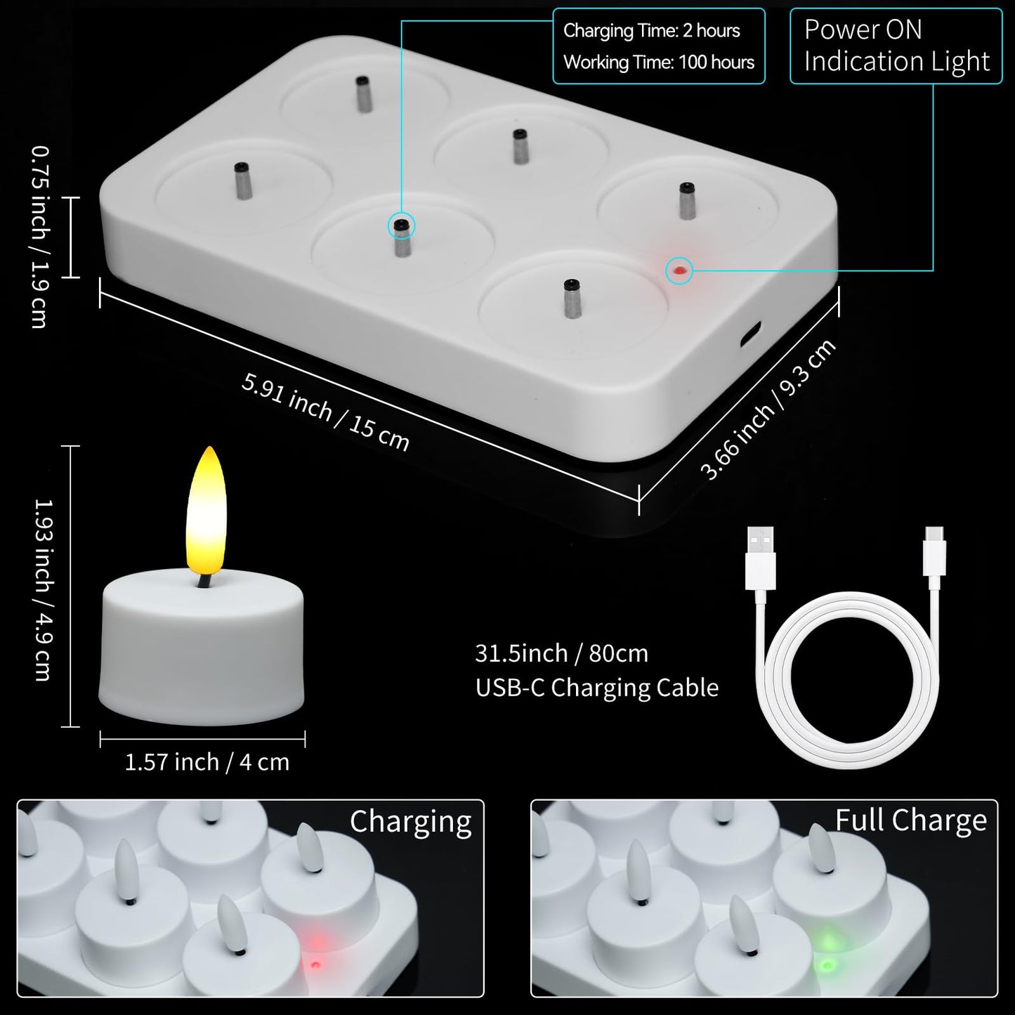 HAIDOLIANG Rechargeable Tea Lights with Remote Timer & Dimmer, USB Flickering Battery Operated Flameless Candles for Aniversary, Wedding Centerpiece Table Decor, Halloween, Christmas (6PCS)