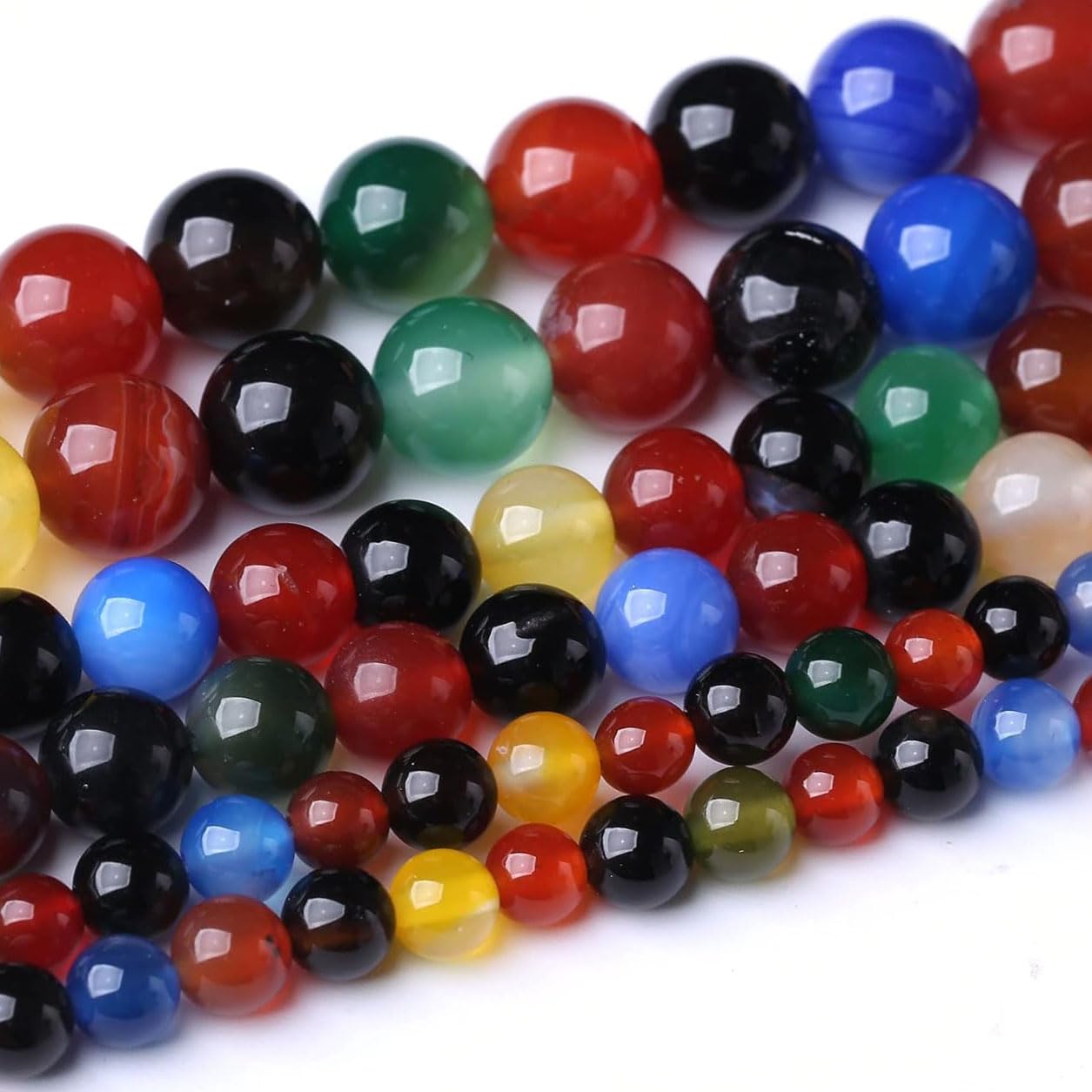 45PCS 8MM Natural Colorful Agate Stone Beads Energy Healing Beads for DIY Jewelry Bracelet Necklace Making for Jewelry Making15Inch