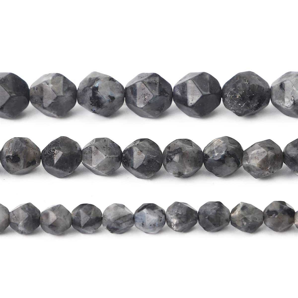 BEADIA Faceted Natural Black Spectrolite Stone Round Beads 6mm 36cm/Strand for Jewelry Making
