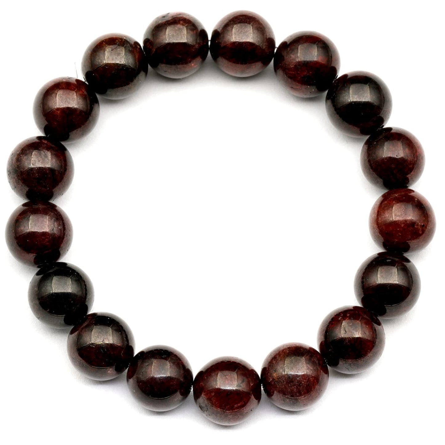 ElisaJewelryArt Red Garnet Beaded Stretch Bracelet for Men & Women | Handmade Natural Stone Jewelry with 8mm Red Garnet Beads | Aquarius Zodiac Chakra Elastic Bracelet | Love Passion Vitality Gift