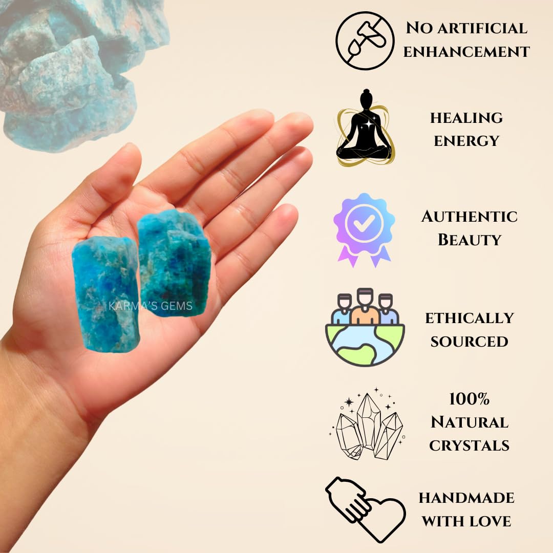 Crystals, Rocks, Jade, Crystals and Healing Stones, Witchcraft Supplies, Healing Crystals, Stones, Healing Stones, Rock Collection, Agate, Raw Stones (Blue Apatite, 2 Pcs)