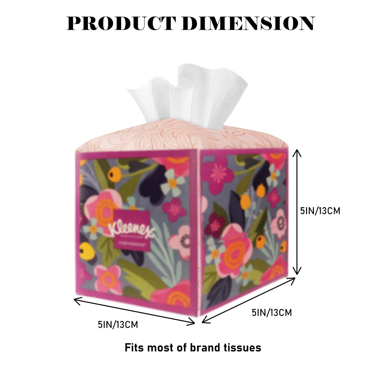 Tissue Box Holder Cover Square Tissue Cube Cover PU Leather Tissue Organizer with Bottom Belt for Bathroom, Tabletop, Kitchen, Night Stands, Office, Home, Car (1, RosyPink)