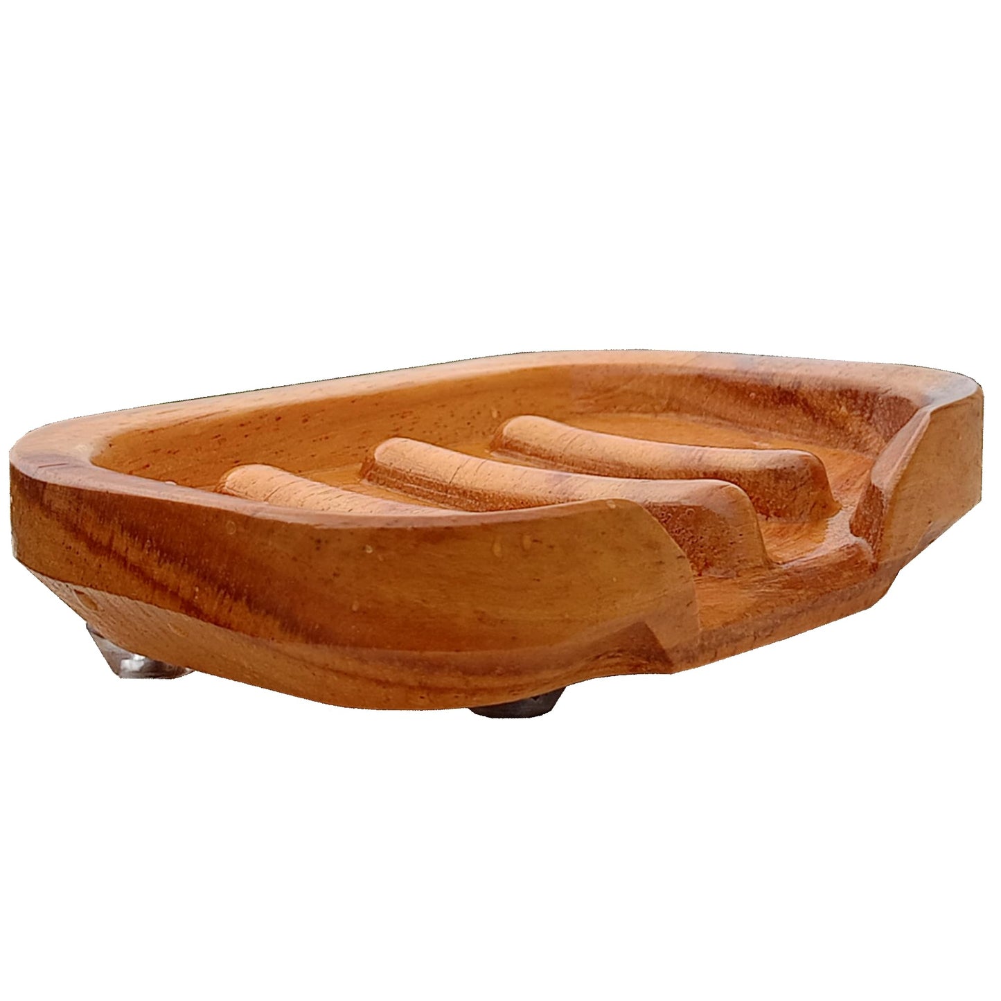 Bar Soap Holder for Shower by NAZAKOOL, Solid Teak Wood Soap Dish with Raised Edges (No-Slip), Draining Soap Saver for Bathroom, Kitchen Sink
