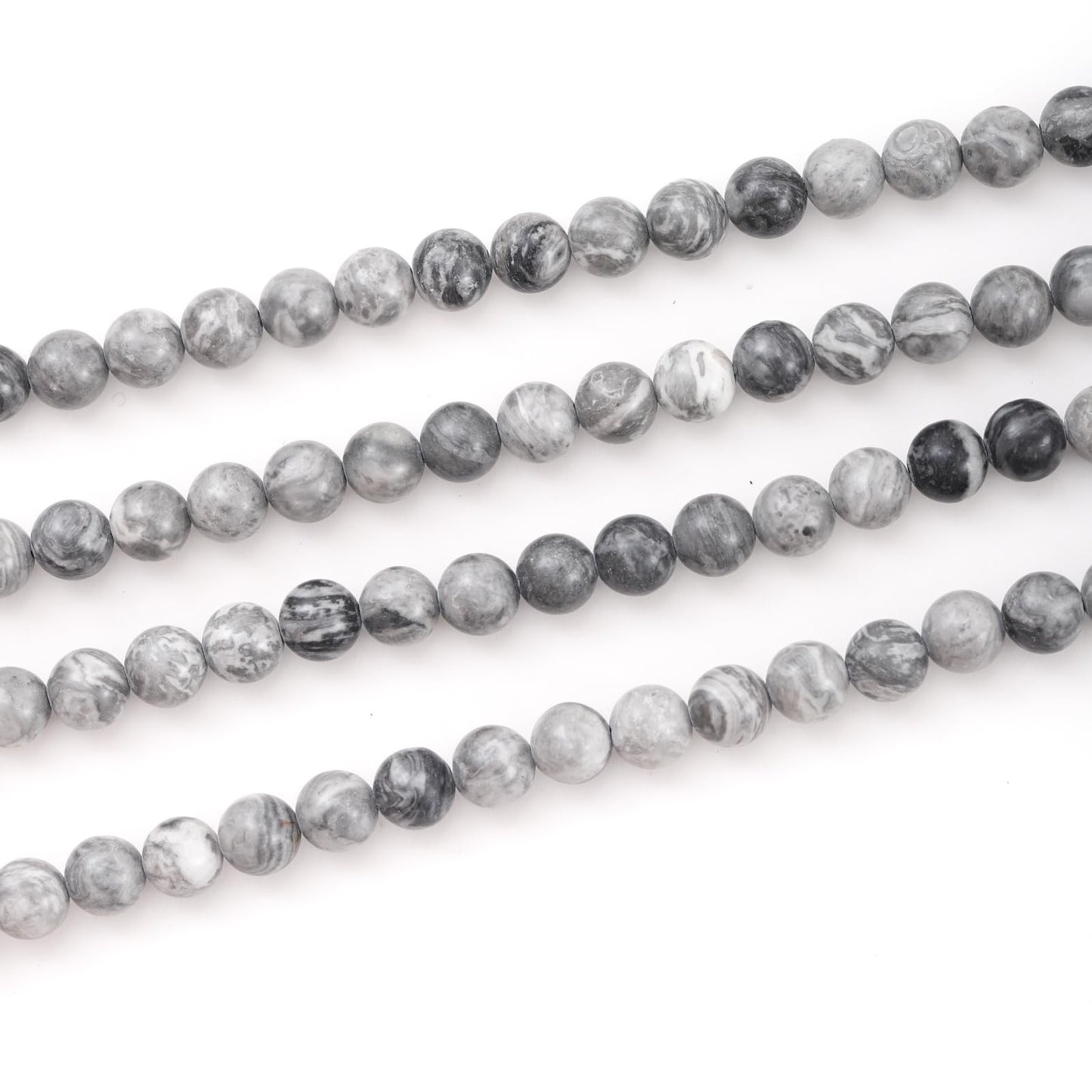8mm 45pcs DIY Natural Map Stone Beads Round Healing Crystal Gemstone Loose Beads for Jewelry Making Handmade Bracelet Necklace