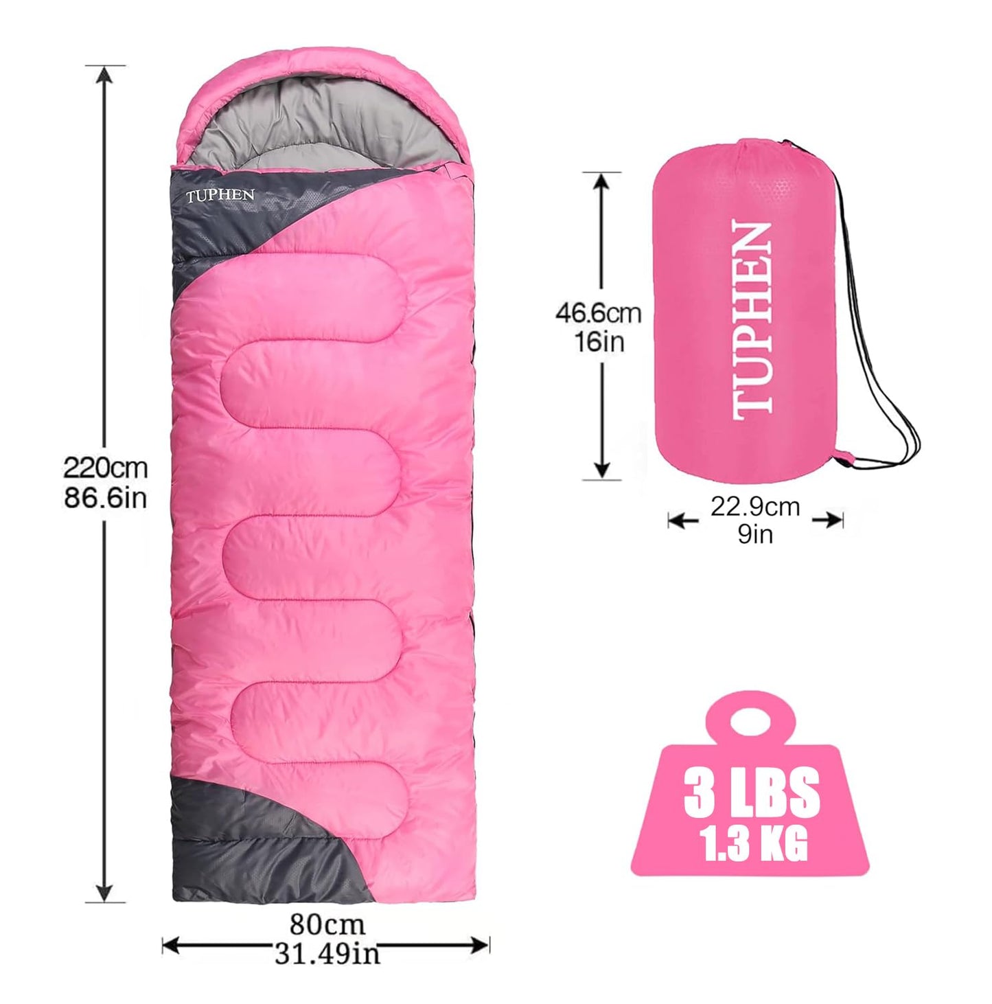 tuphen- Sleeping Bags for Adults Kids Boys Girls Backpacking Hiking Camping Microfiber Liner, Cold Warm Weather 4 Seasons Winter, Fall, Spring, Summer, Indoor Outdoor Use, Lightweight & Waterproof