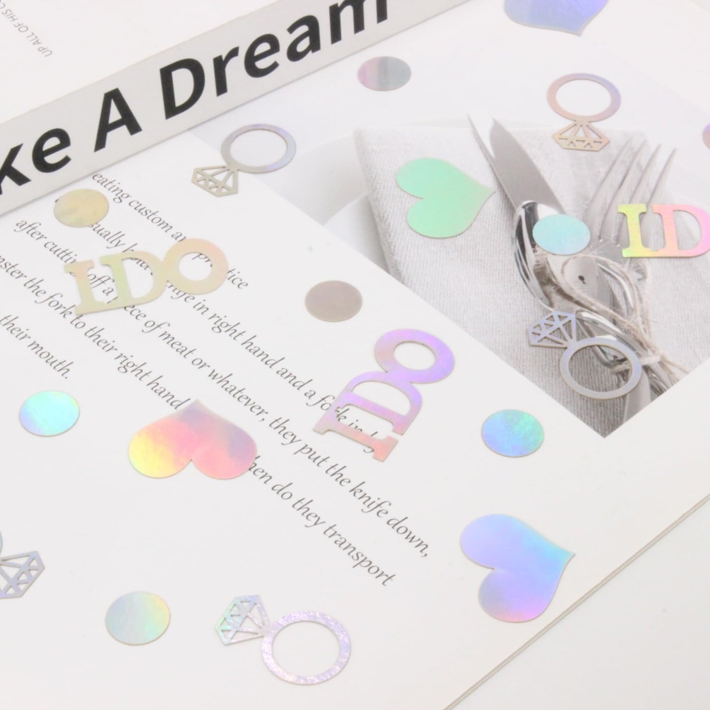 Blopee Wedding Confetti Wedding Bridal Shower Decorations,160 PCS Iridescent I DO Engagement Confetti for Engagement Decorations