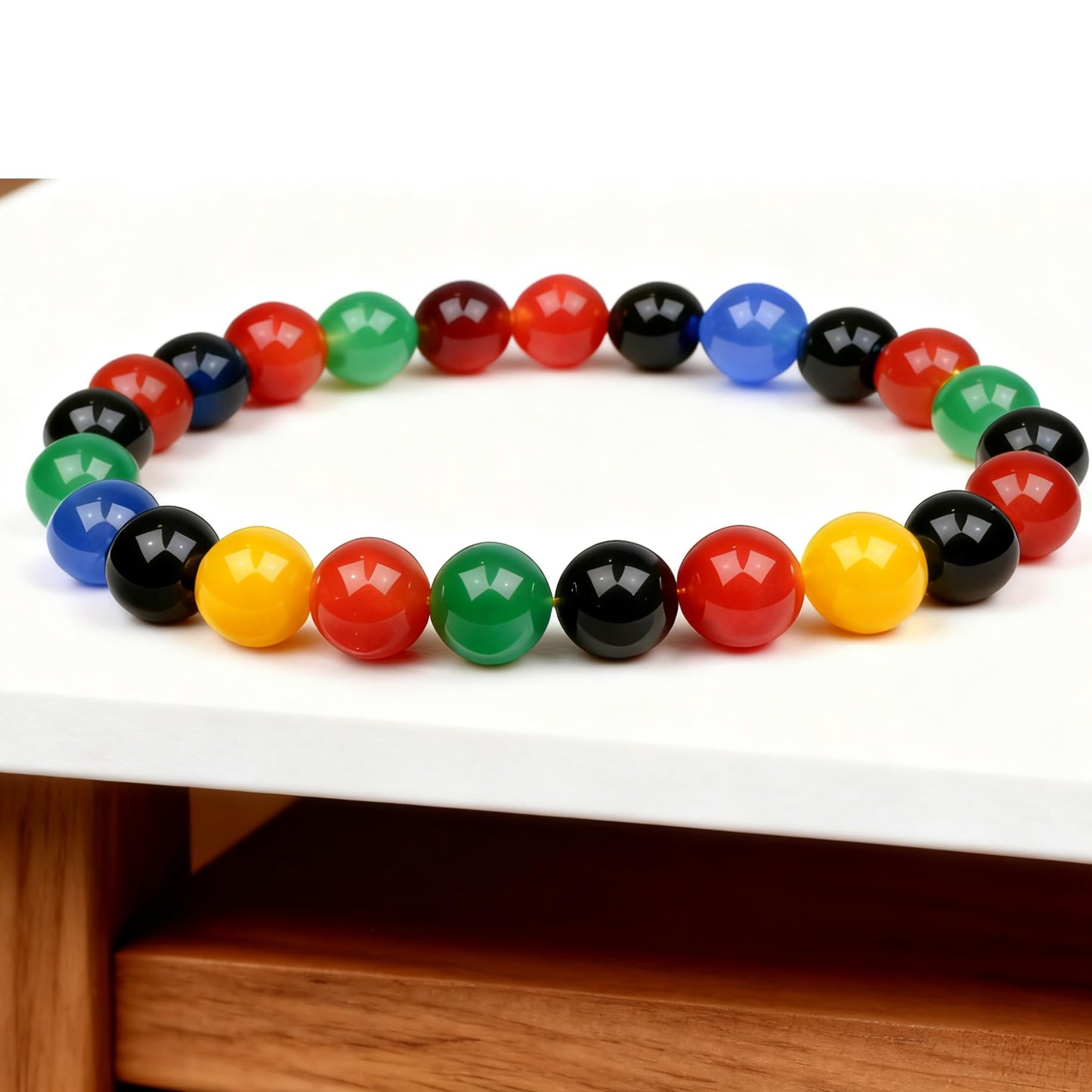 8mm Natural Multicolor Agate Beads for Jewelry Making Round Loose Gemstone Stones 1 Strand 15 Inch (About 45-48 pcs)