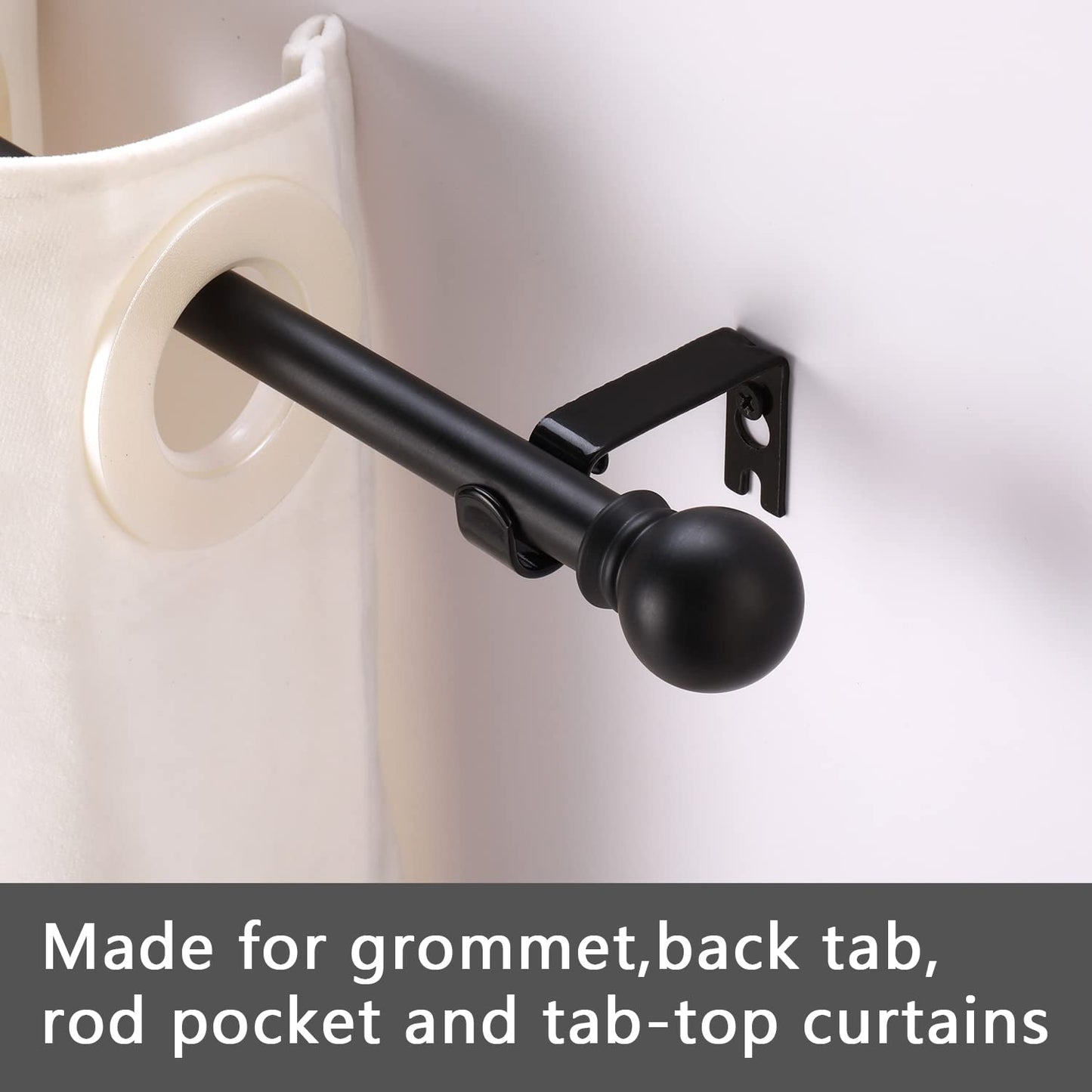 GXOACKJ Curtain Rods for windows 32-48 inch, 5/8 inch Decorative Curtain Rod Set, Matte Black Splicing Heavy Duty Metal Curtain Rod with Brackets