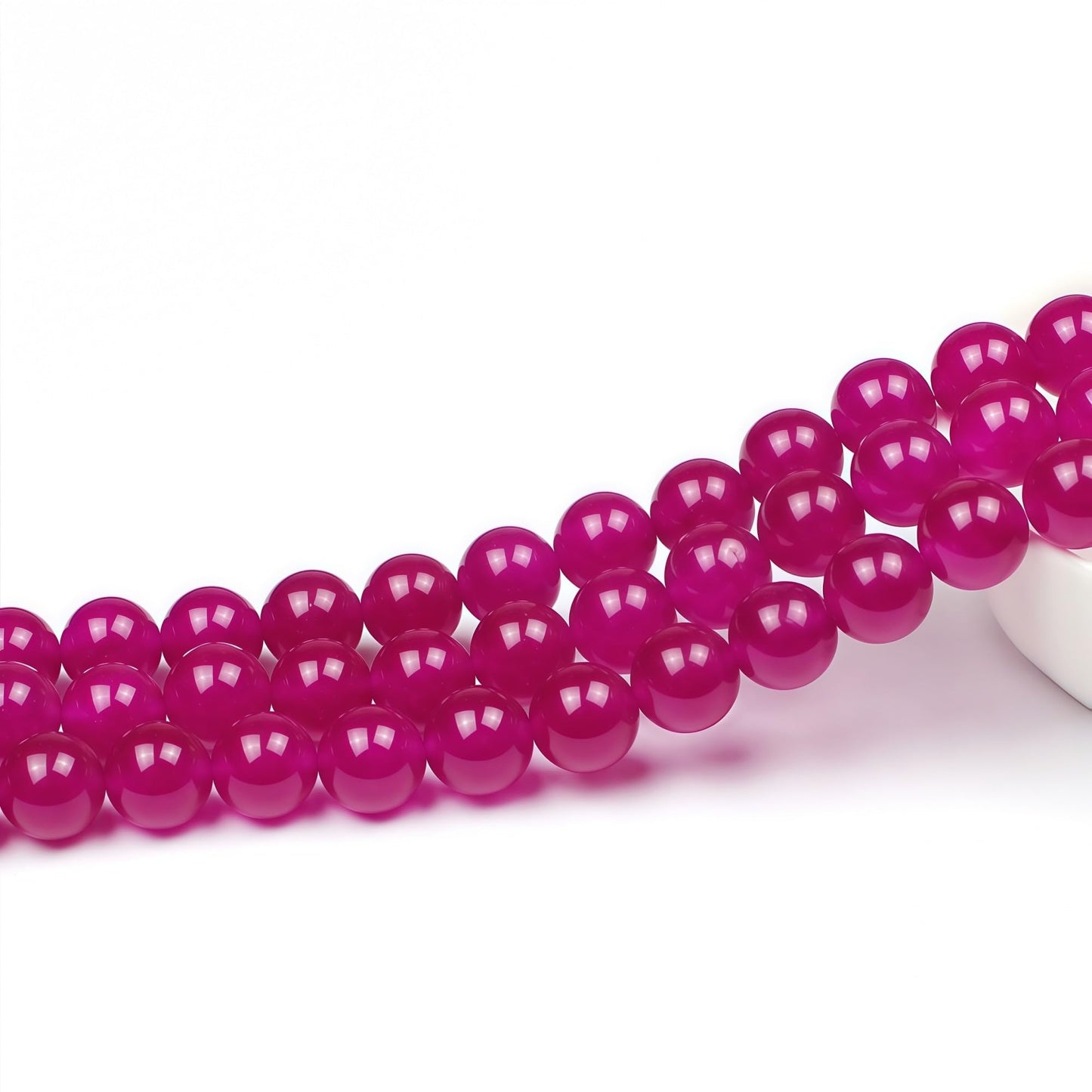 MJDCB Natural Rose Red Jade Round Loose Beads for Jewelry Making DIY Bracelet Necklac (10mm)