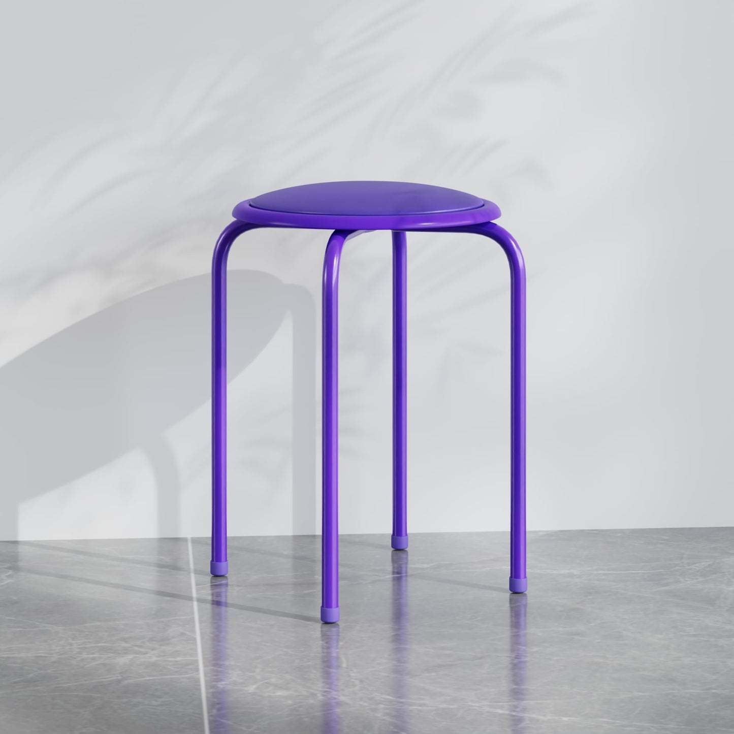 VECELO 6-Piece Stacking Stools, 17 Inch Standard Height, Padded Seat & Steel Legs, Portable Stackable Decoration Stools for School Classroom and Office Use, Purple