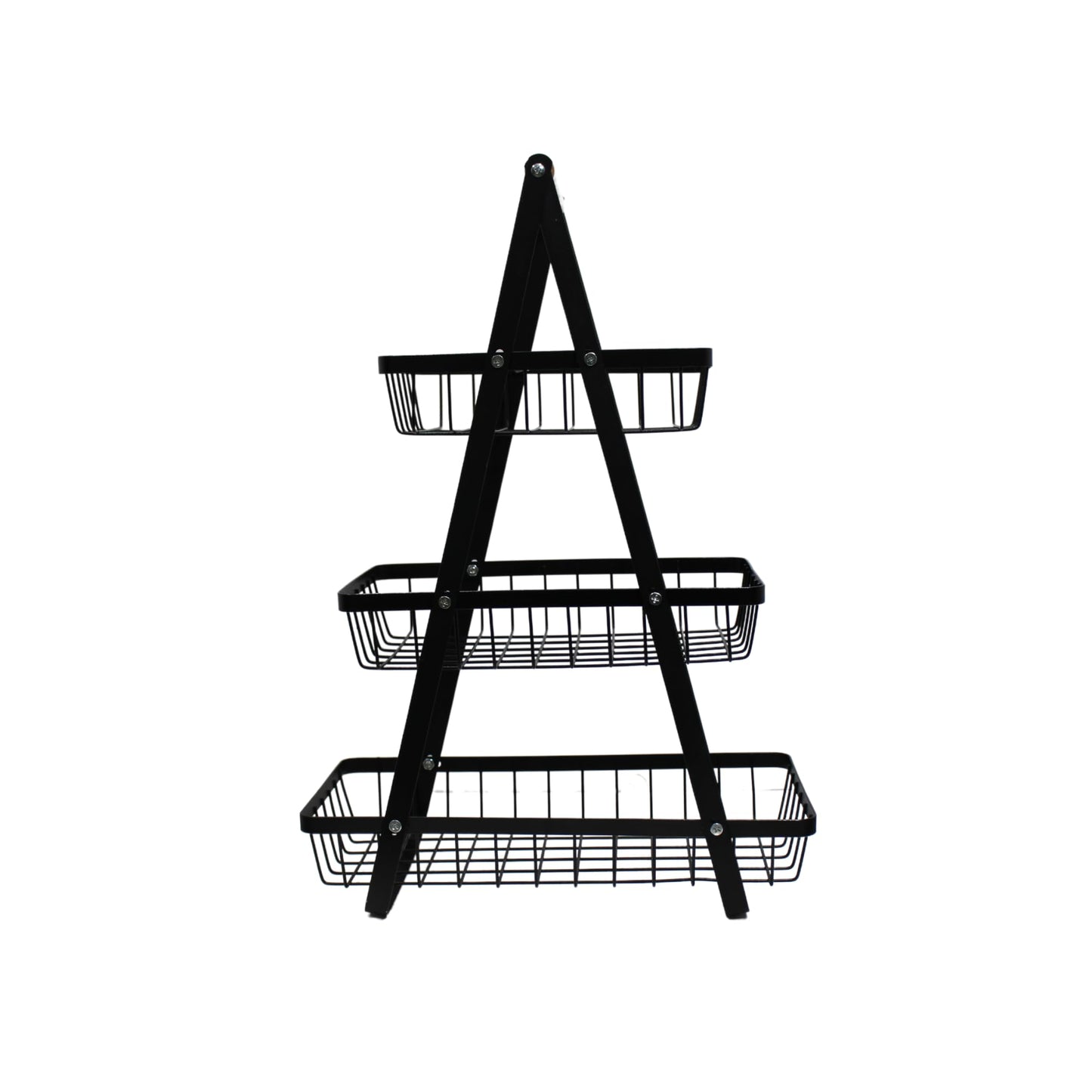 3-Tier Kitchen Countertop Storage Basket with Wooden Handles Perfect for Fruits, Snacks & Bread