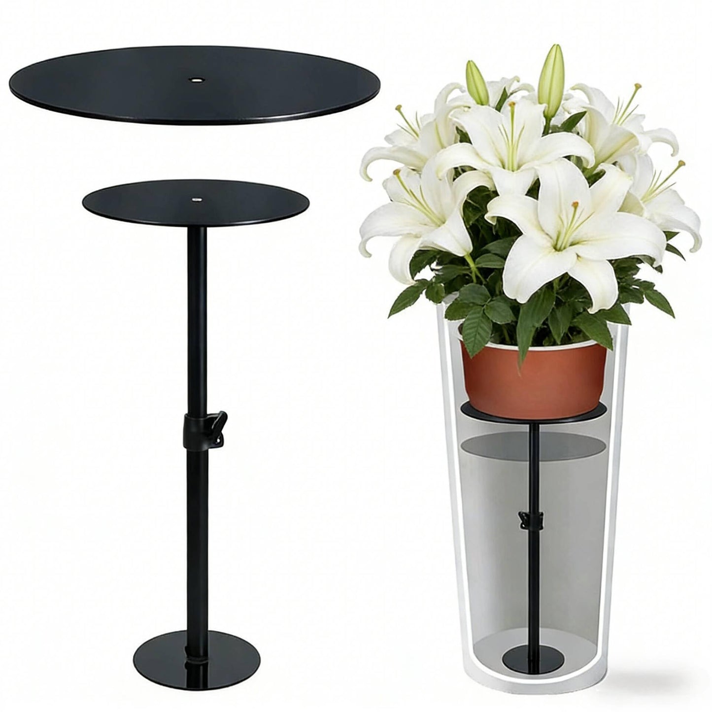 PERFECT LASER Adjustable Plant Riser, 11-19" Rise Planter Insert Filler for Large Pots, Plant Lift Inserts Pot Risers for Indoor Outdoor Tall Taper Planter Container , Fits 6/8/10 Inch Pots Base Top