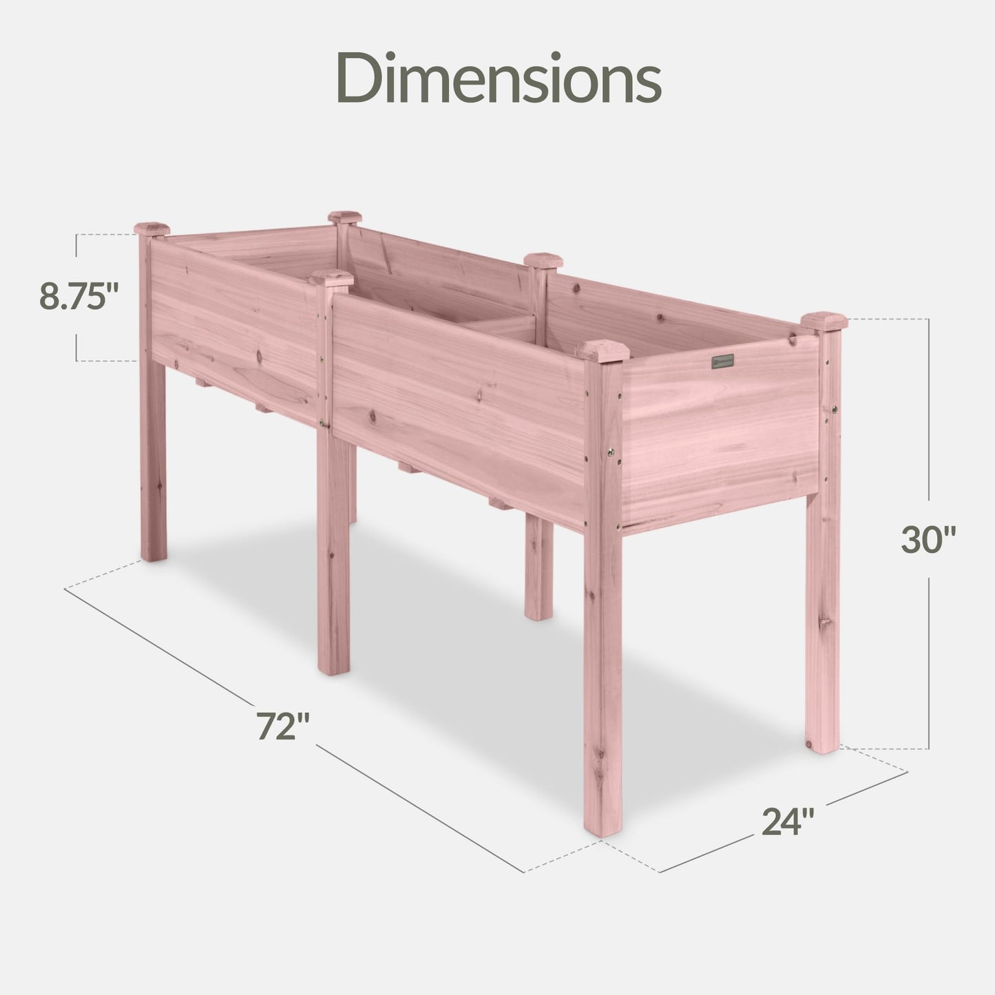 Best Choice Products 72x24x30in Raised Garden Bed, Elevated Wood Planter Box Stand for Backyard, Patio, Balcony w/Divider Panel, 6 Legs, 300lb Capacity - Pink