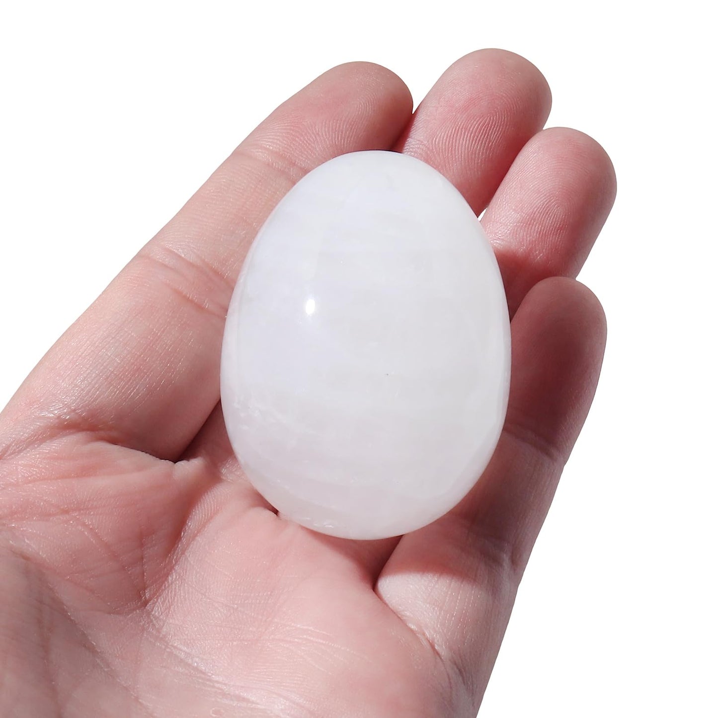 favoramulet Polished Stone Egg for Easter Day, Palm/Pocket/Worry Enegry Healing Crystal Display Sphere Figurine Fengshui, Rock Quartz 1.8" x 1.3"