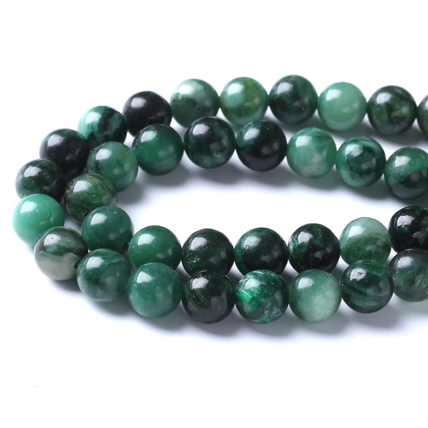 10mm 36pcs Natural Green Emerald Stone Beads Round Loose Beads AAA Energy Healing Power Stone Beads for Jewelry Making DIY Bracelet Necklace 15"(Green Emerald Stone, 10mm)