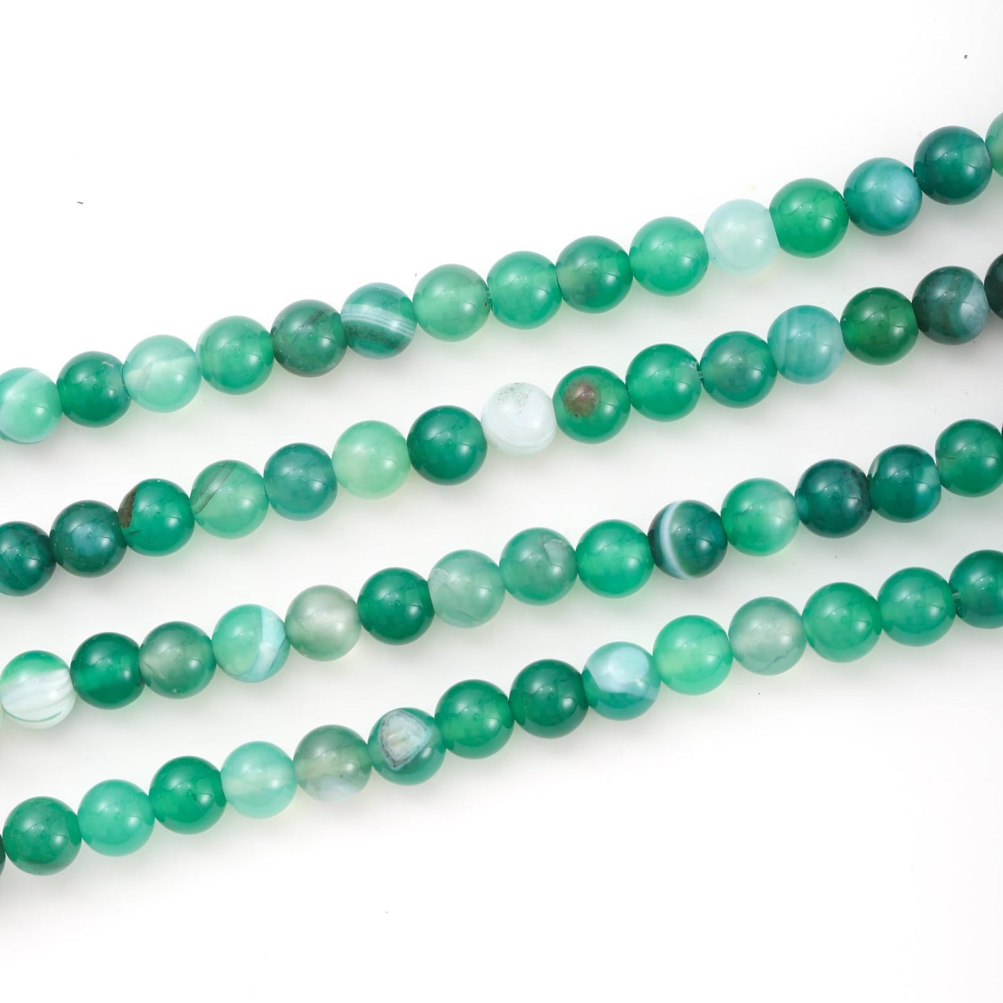 6mm 60pcs DIY Natural Green Striped Agate Stone Beads Round Healing Crystal Gemstone Loose Beads for Jewelry Making Handmade Bracelet Necklace