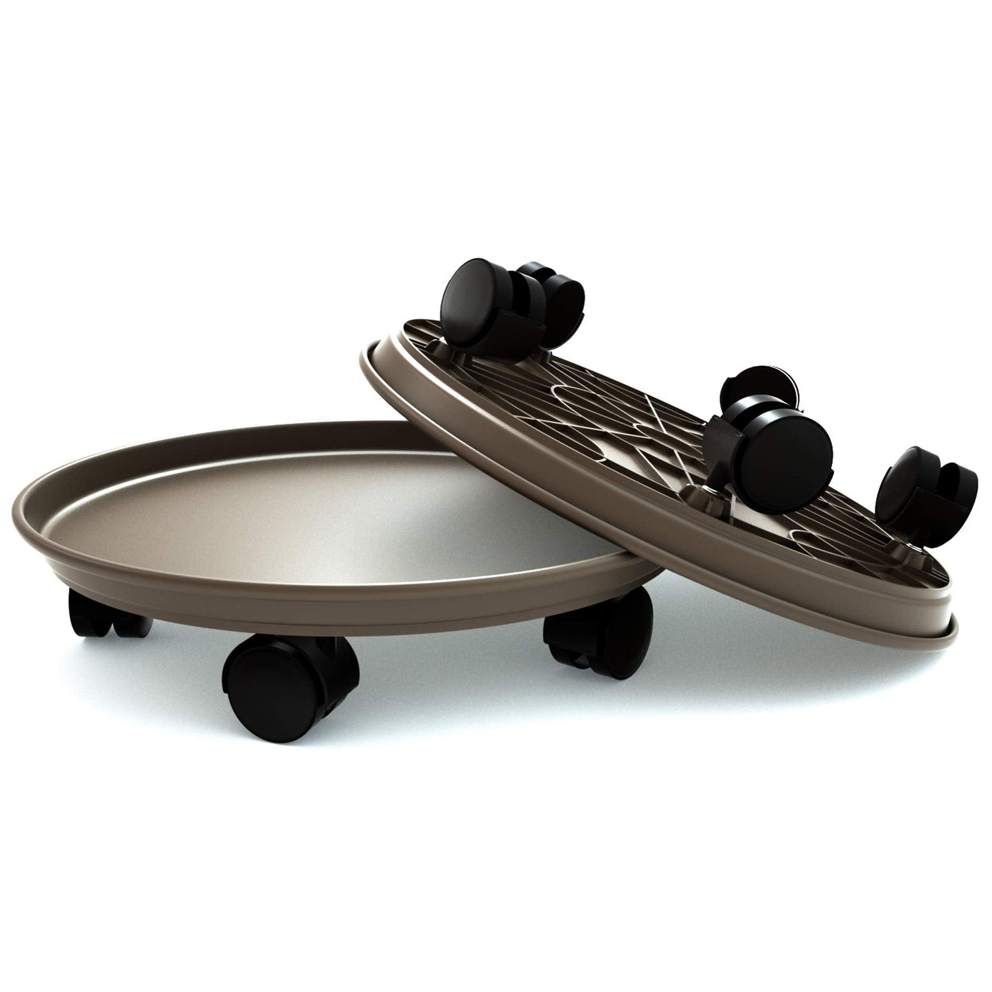 Coadura Plant Caddy with Wheels 15.5 Inch - 2 Pack Plant Caddy on Wheels Heavy Duty,Plant Dolly Plant Tray with Wheels Planter Caddies Indoor/Outdoor, Brown