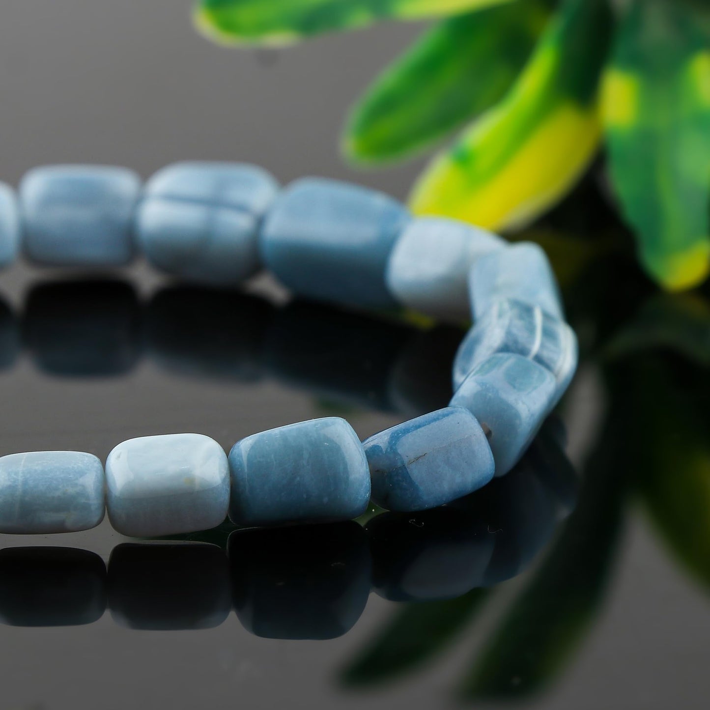 CRYSTALINES Round Beads Stretchable Unisex Bracelet, Natural Blue Opal Gemstone, Stretch Jewelry for Men Women, Healing Bracelets, Handmade, Chakra Stones, Healing Bracelet, Birthstone