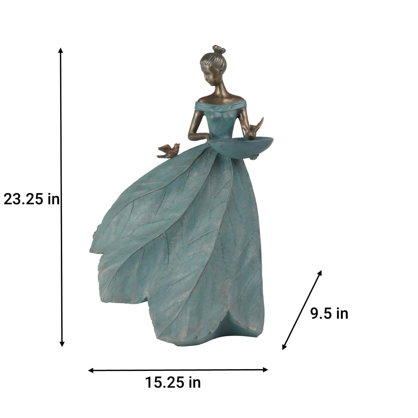 Dilicoming Large Garden Fairy Statue Bird Feeder & Bird Bath - 23-Inch Resin Outdoor Yard Decor Angel Statue, Decorative Girl Sculpture for Garden, Lawn, Patio