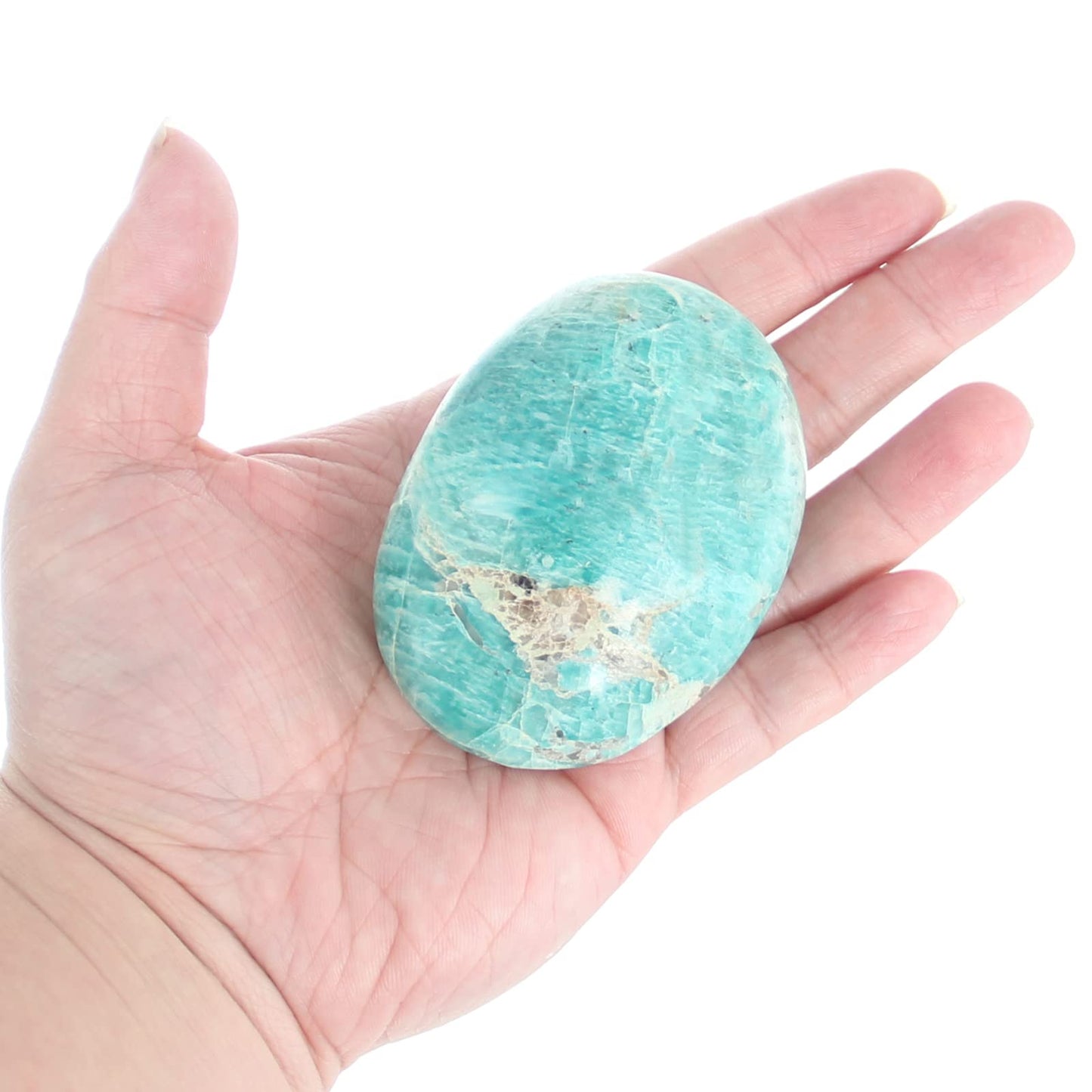 Orientrea Amazonite Palm Stone-1 Pc Amazonite Pocket Energy Stone, Smooth Healing Crystal Worry Stone(Amazonite Stone(1 Pc))