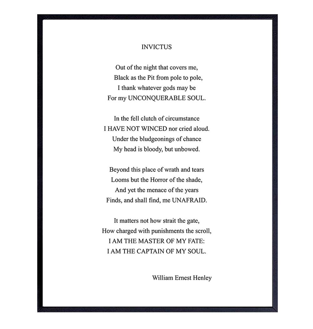 Invictus Poem Wall Art Print Typography - 8x10 Unframed Photo - Makes a Great Gift for Home Decor - Motivational and Inspirational
