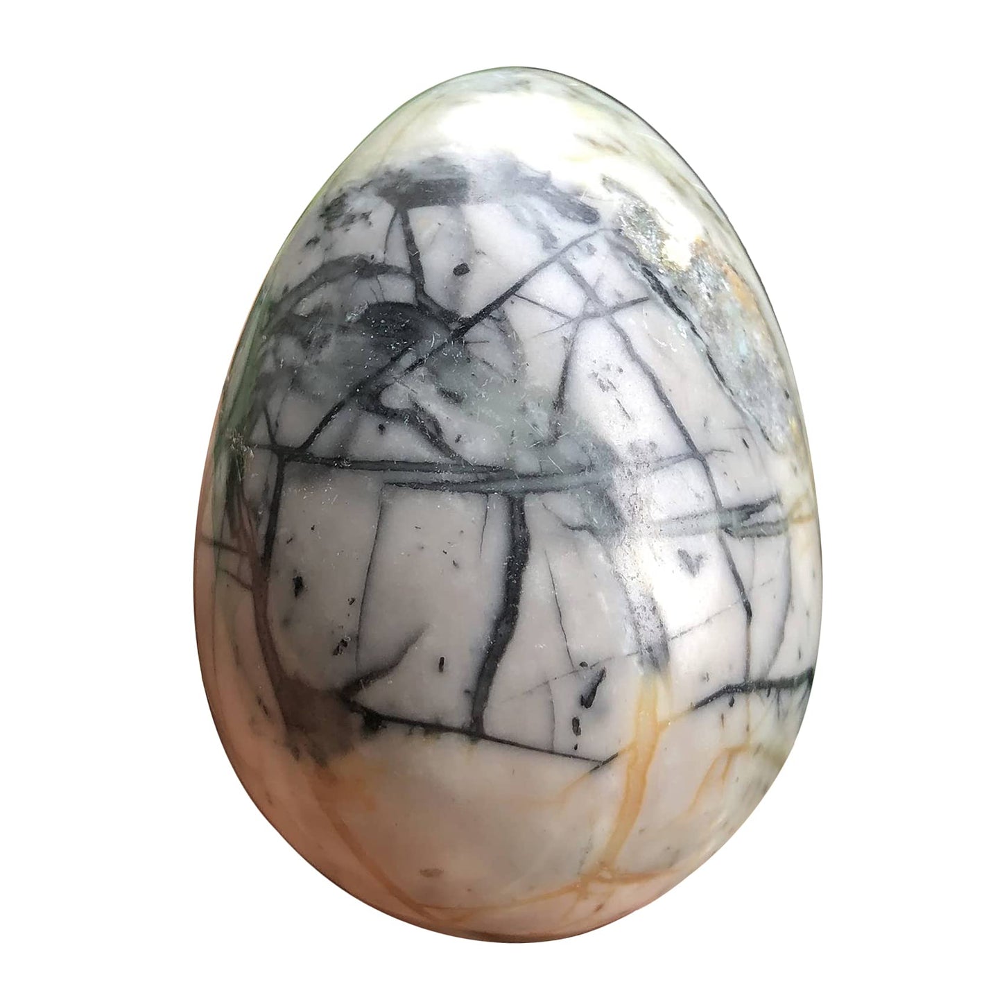 favoramulet Polished Stone Egg for Easter Day, Palm/Pocket/Worry Enegry Healing Crystal Display Sphere Figurine Fengshui, Picasso Jasper 1.8" x 1.3"