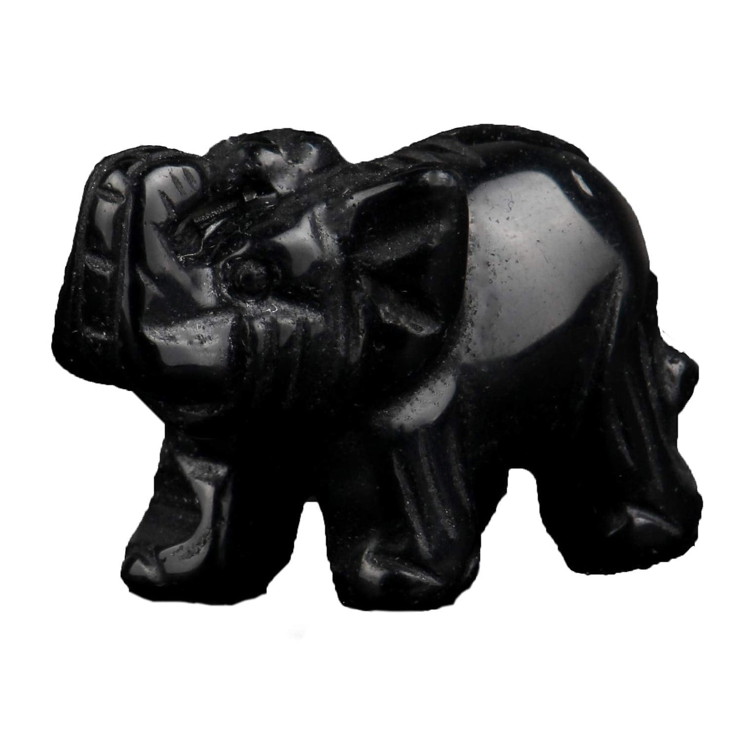 YWG Black Obsidian Elephant 1.5 Inches Statue Crafts Natural Stone Carved Figurine Chakra Carving Stones Healing Reiki