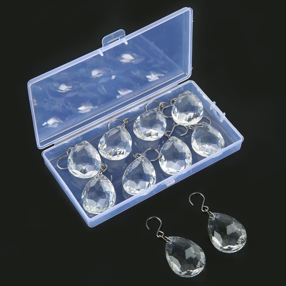 HYBEADS 10pcs 38mm Crystal Suncatcher, Hanging Clear Teardrops Crystals Chandelier Parts Prisms Pendants with Hook for Windows Lamp Christmas Tree Decorations Home Decor