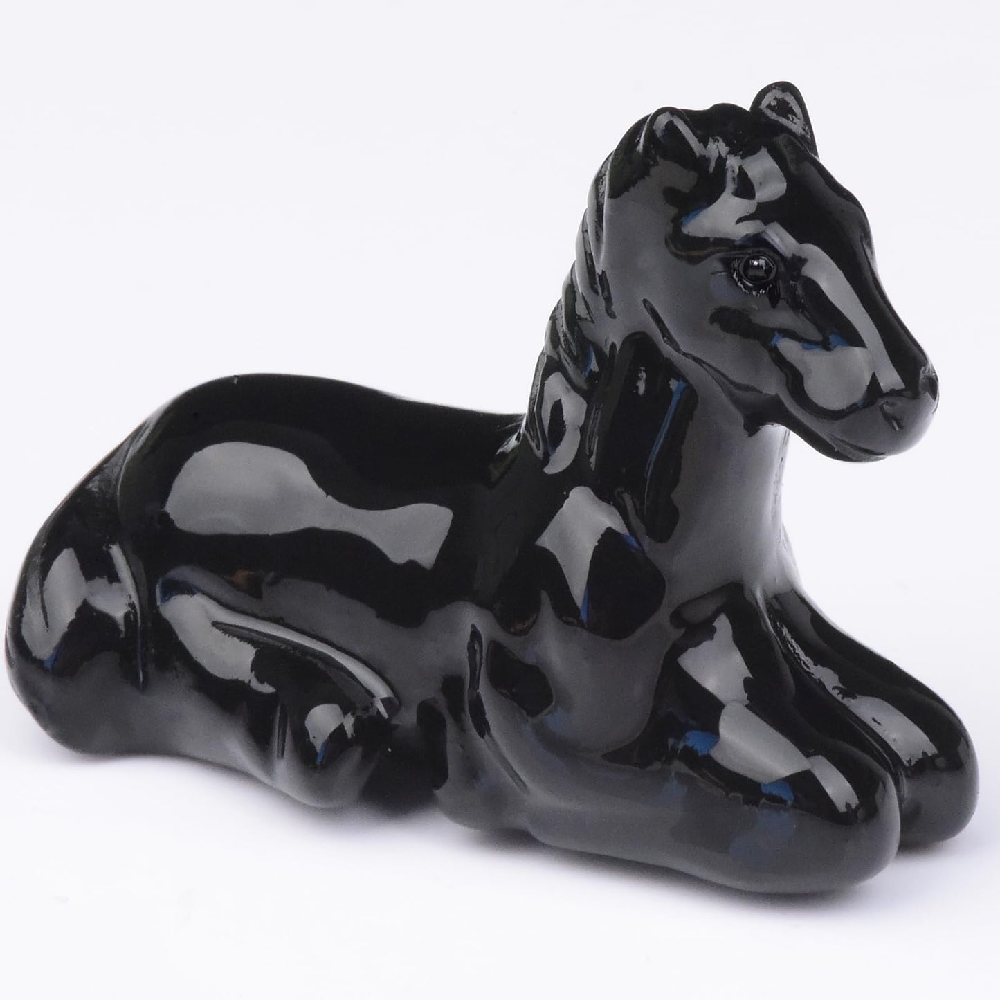 Ytbeoxk 2.2 Inch Black Obsidian Horse Crystal Figurines,Hand-Carved Healing Crystals Decor, Horse Statues Stone Energy Gemstones,in Bedroom Office Meditation Memorial Gifts for Girls and Women