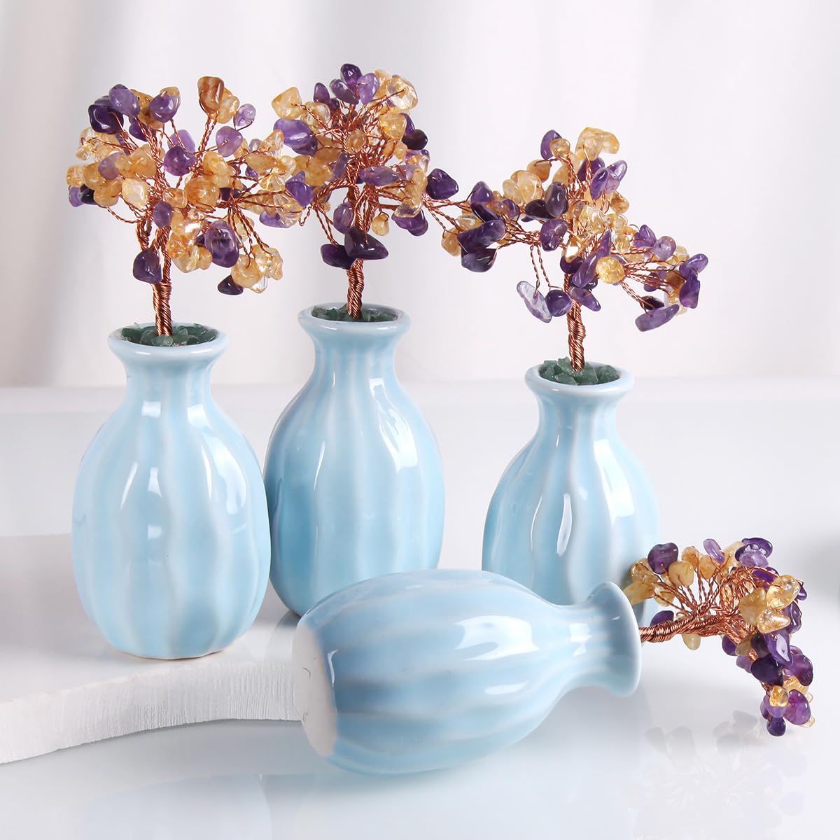 Natural Crystal Tree, Life Tree, Ornaments Placed on desks and Offices, Natural Amethyst Yellow Crystal