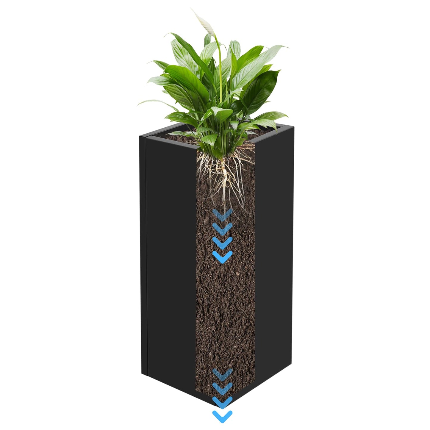 YSLoccbac Metal Planter Box 30x12x12in Tall, Rectangular Planter with Removable Insert Shelf, Outdoor Patio Garden Container for Flowers Vegetables Herbs, Steel Raised Bed