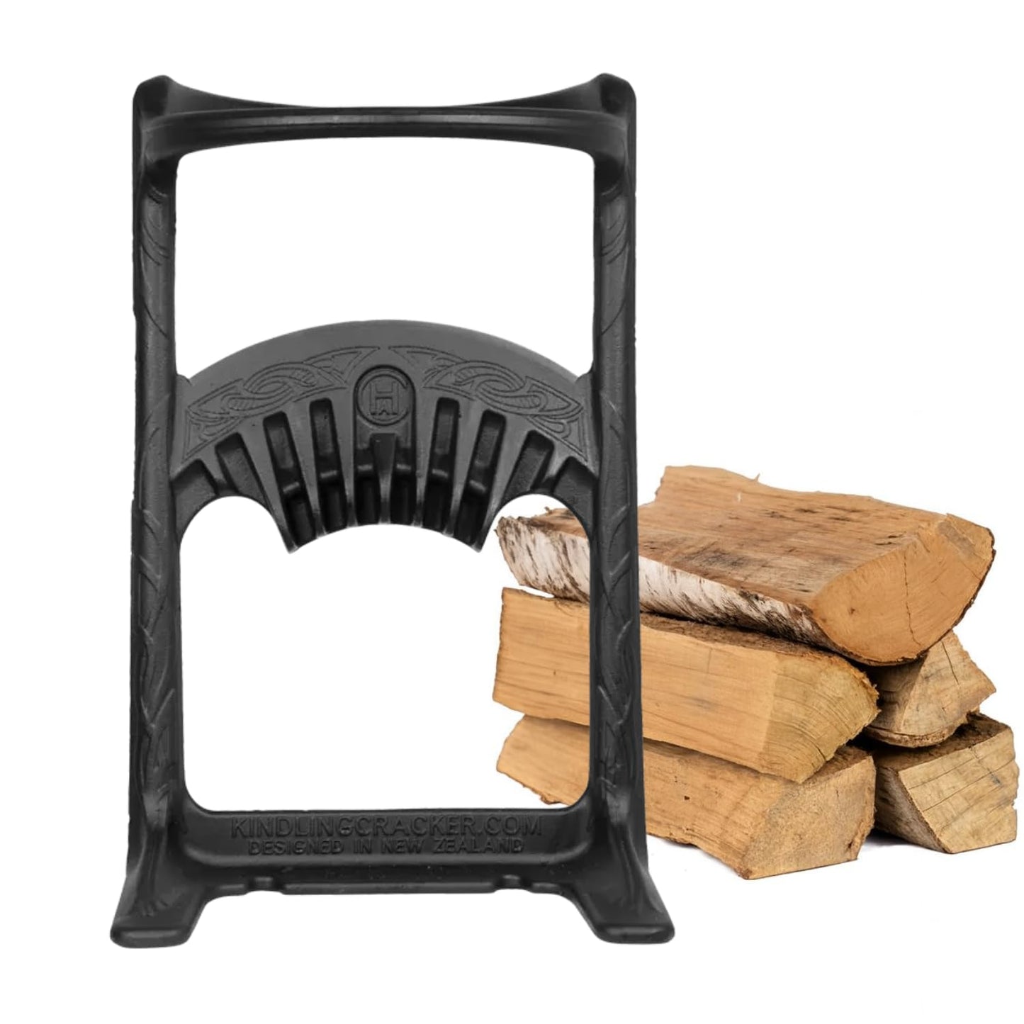 Kindling Cracker King XL Firewood Kindling Splitter – Extra-Large Cast Iron Wood Splitting Wedge, 9" Safety Ring, Extra Large 17" Height, No Axe Needed, Made in Australia