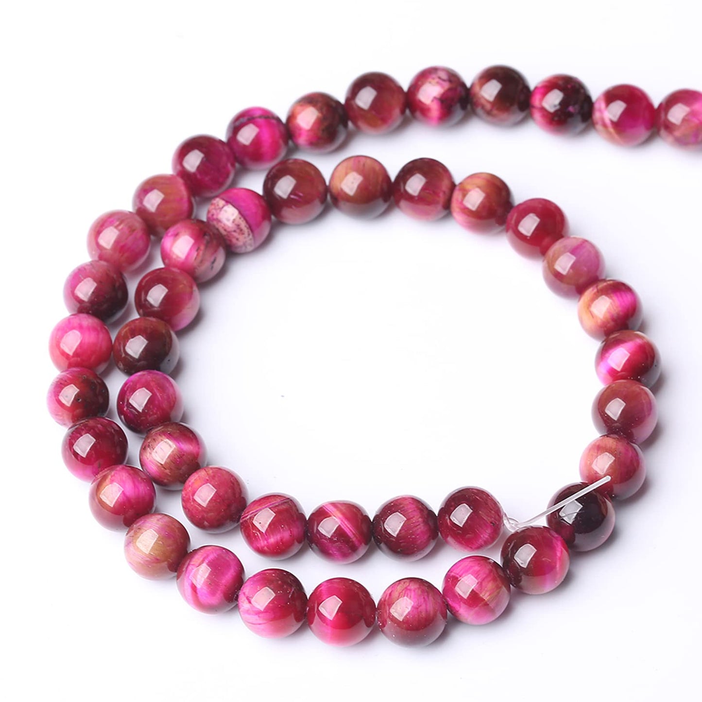 Natural Rose Red Tiger Eye Beads for Jewelry Making Round Loose Stone Beads Semi-Precious DIY Bracelet Necklace 10mm