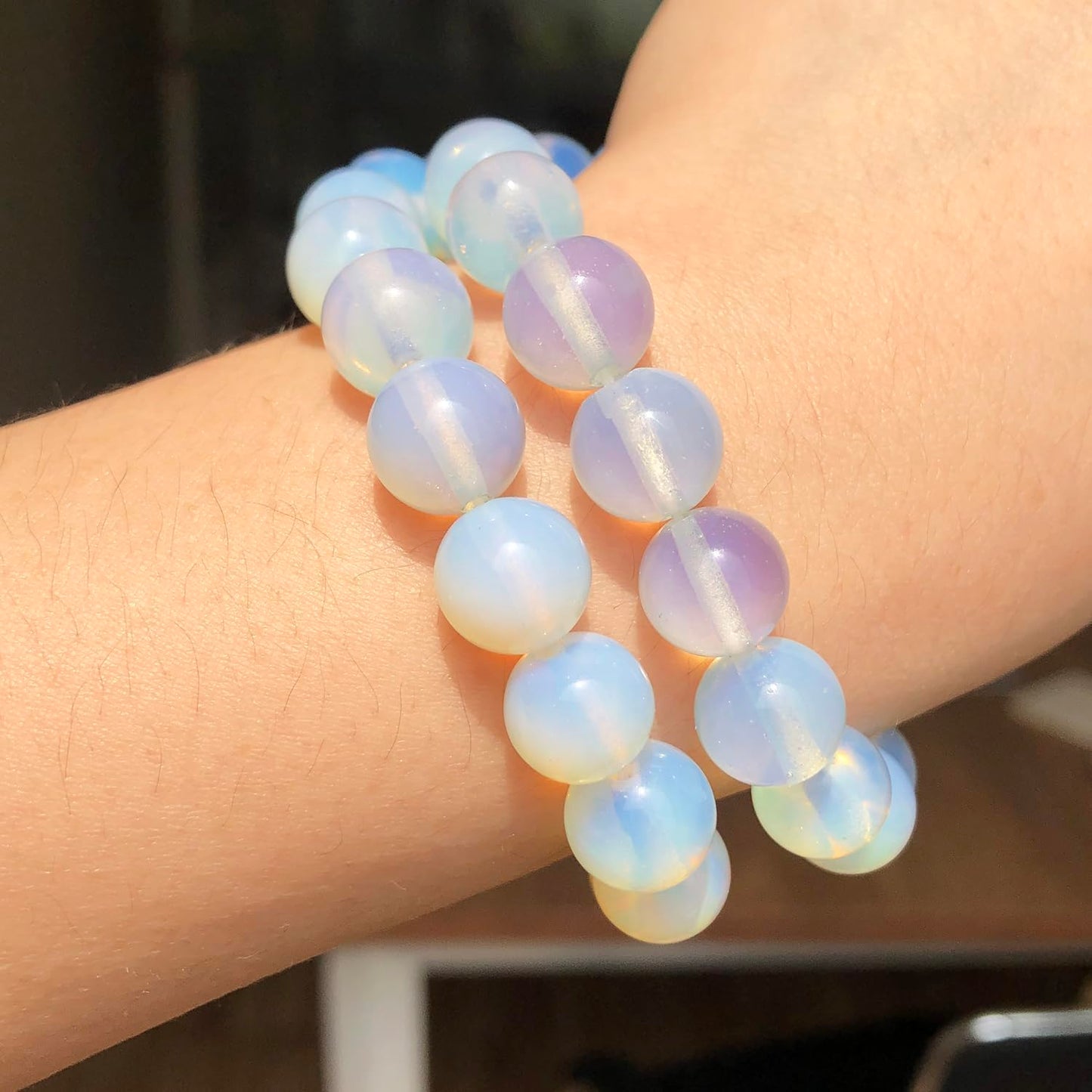 Yochus 45pcs White Opal Beads，8mm Healing Power Natural Stone Round Loose Gemstone Beads for Jewelry Making Earring Necklace DIY Crafts