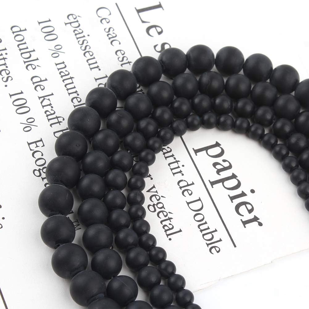 Yochus 60pcs Black Matte Onyx Agates Beads，6mm Healing Power Natural Stone Round Loose Beads for Jewelry Making Earring Necklace DIY Crafts