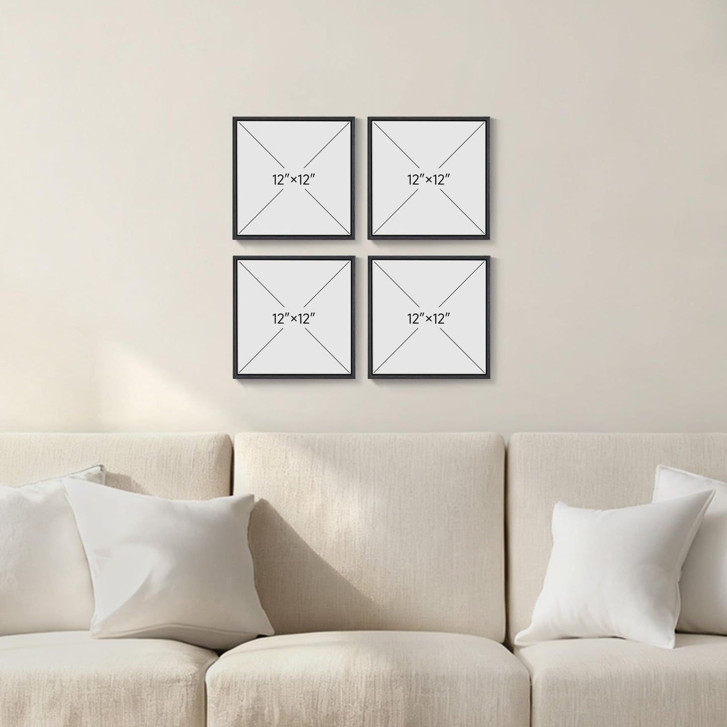 4 Piece Framed Abstract Boho Wall Art Set, Modern Mid Century Canvas Picture Wall Decor, Minimalist Geometric Orange and Brown Paintings Prints for Living Room Bedroom Hallway, 12x12 Inch