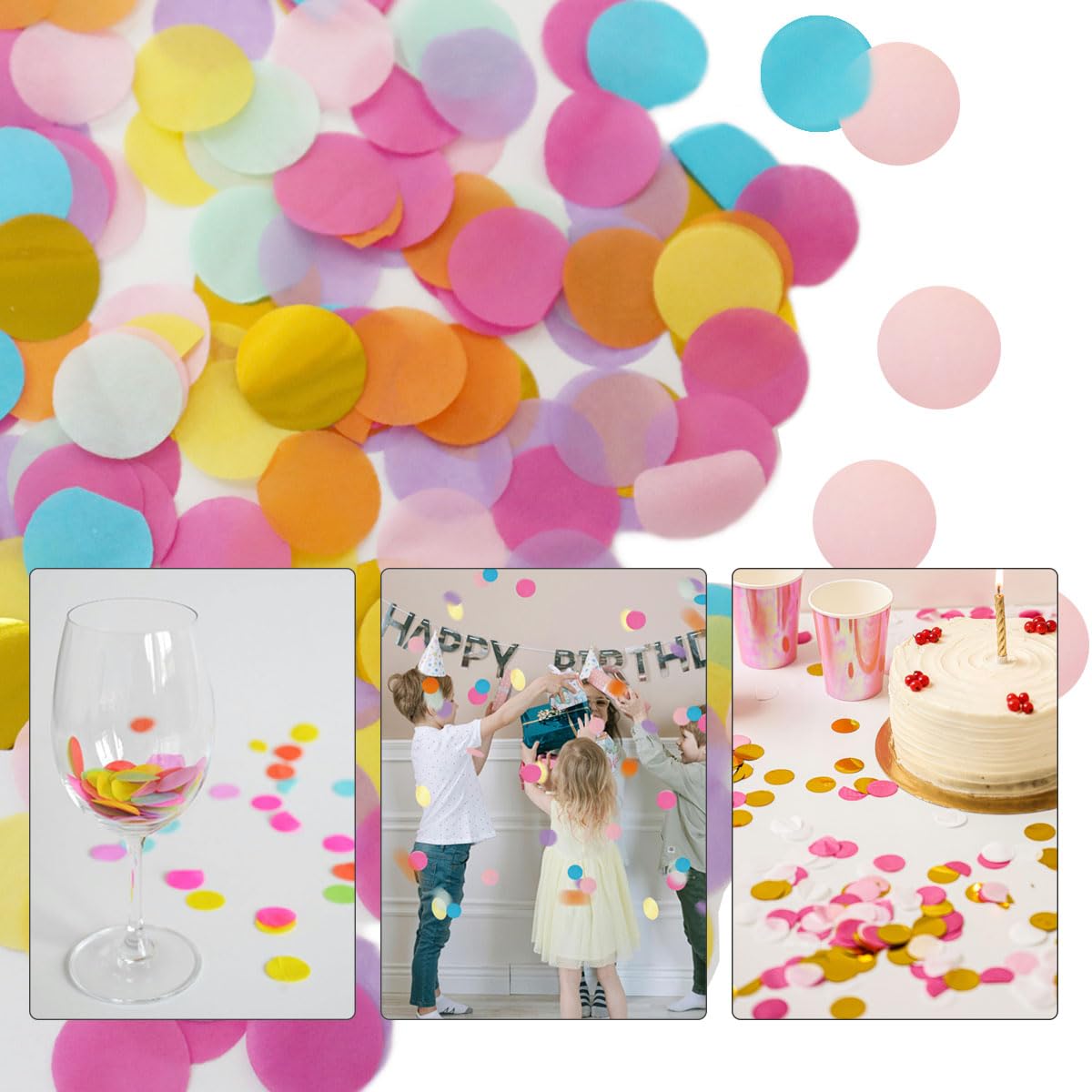 10000 Pieces 1 Inch Round Tissue Paper Confetti, 3.5 oz Multicolor Round Tissue Confetti, for Weddings, Anniversaries, Arts Craft DIY Scrapbooking