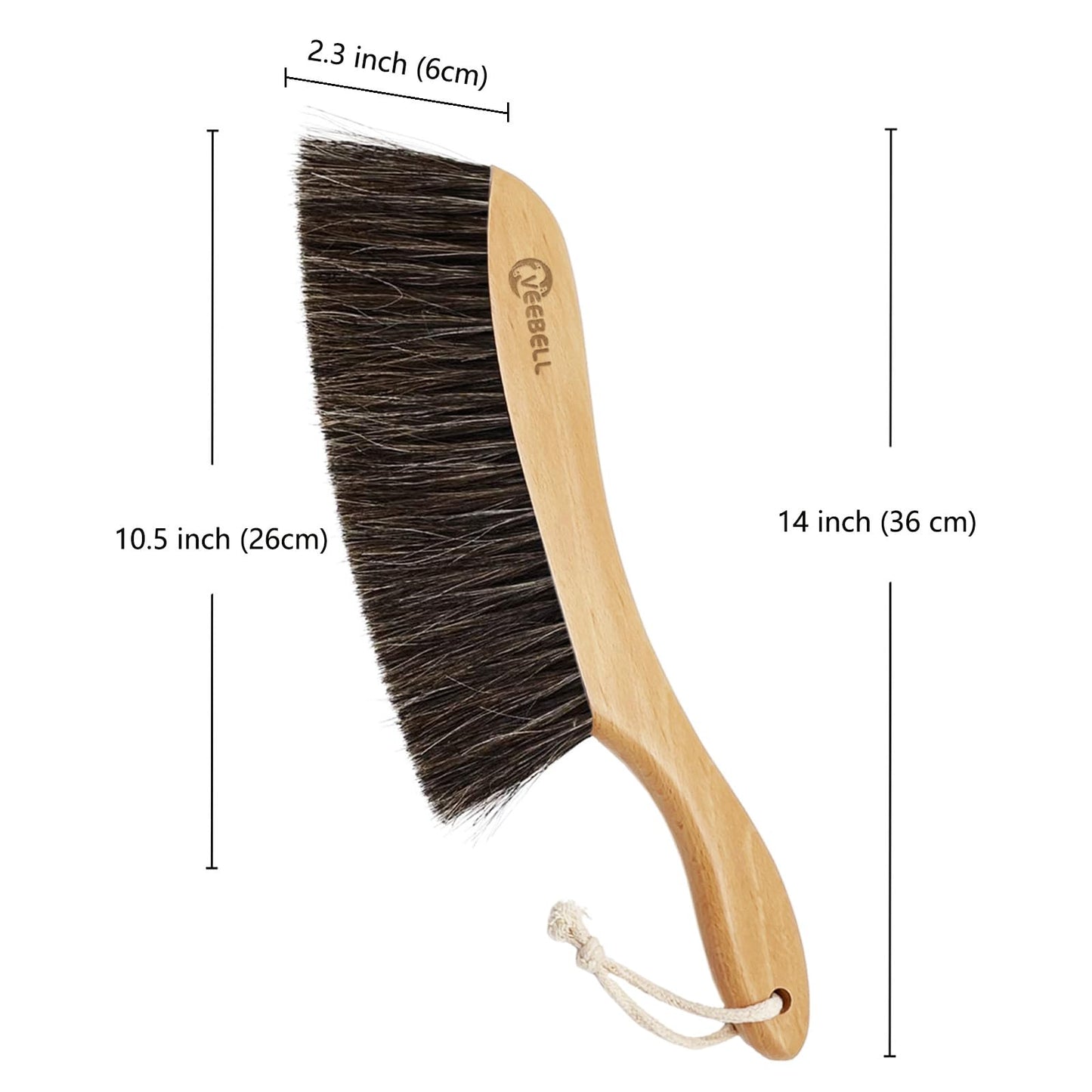 Horse Hair Brush Hand Broom Dusting Brush for Home Cleaning, Wood Handle Soft Brush Duster for Counter Furniture, Bed, Bench Fireplace,Car, Shop Brush Cleaning 14" Long