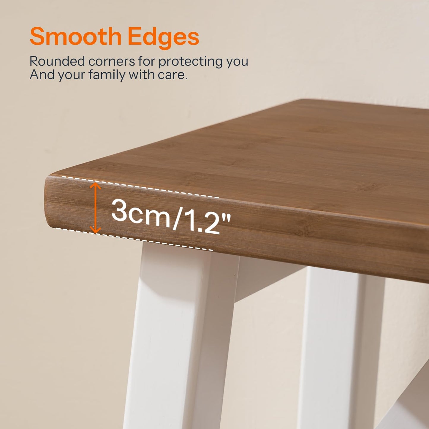 HOOBRO Bamboo Dining Bench, 39.4 inch Farmhouse Kitchen Table Bench, Solid Bamboo Dining Room Bench for Kitchen, Living Room, Bedroom, Hallway, Sturdy and Stable, Walnut and White WH17CD01