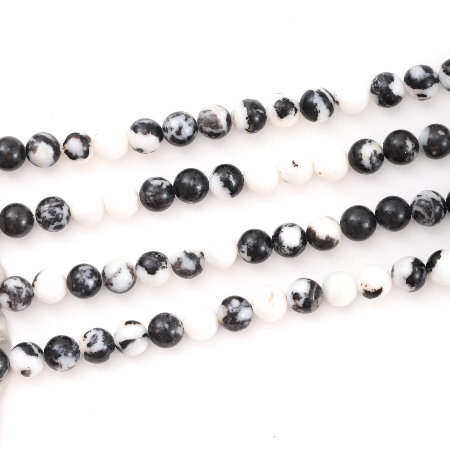 8mm 45pcs DIY Natural Black White Zebra Stone Beads Round Healing Crystal Gemstone Loose Beads for Jewelry Making Handmade Bracelet Necklace
